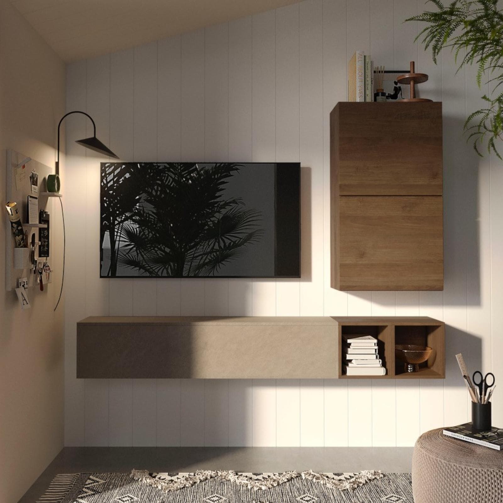 Parete attrezzata 193x29x160h cm mercure e argilla - Clary