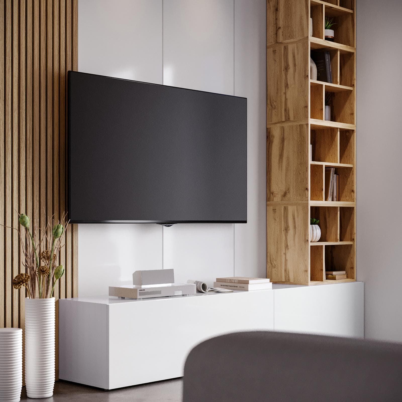 Parete attrezzata 210 cm bianco e rovere wotan - Kayros