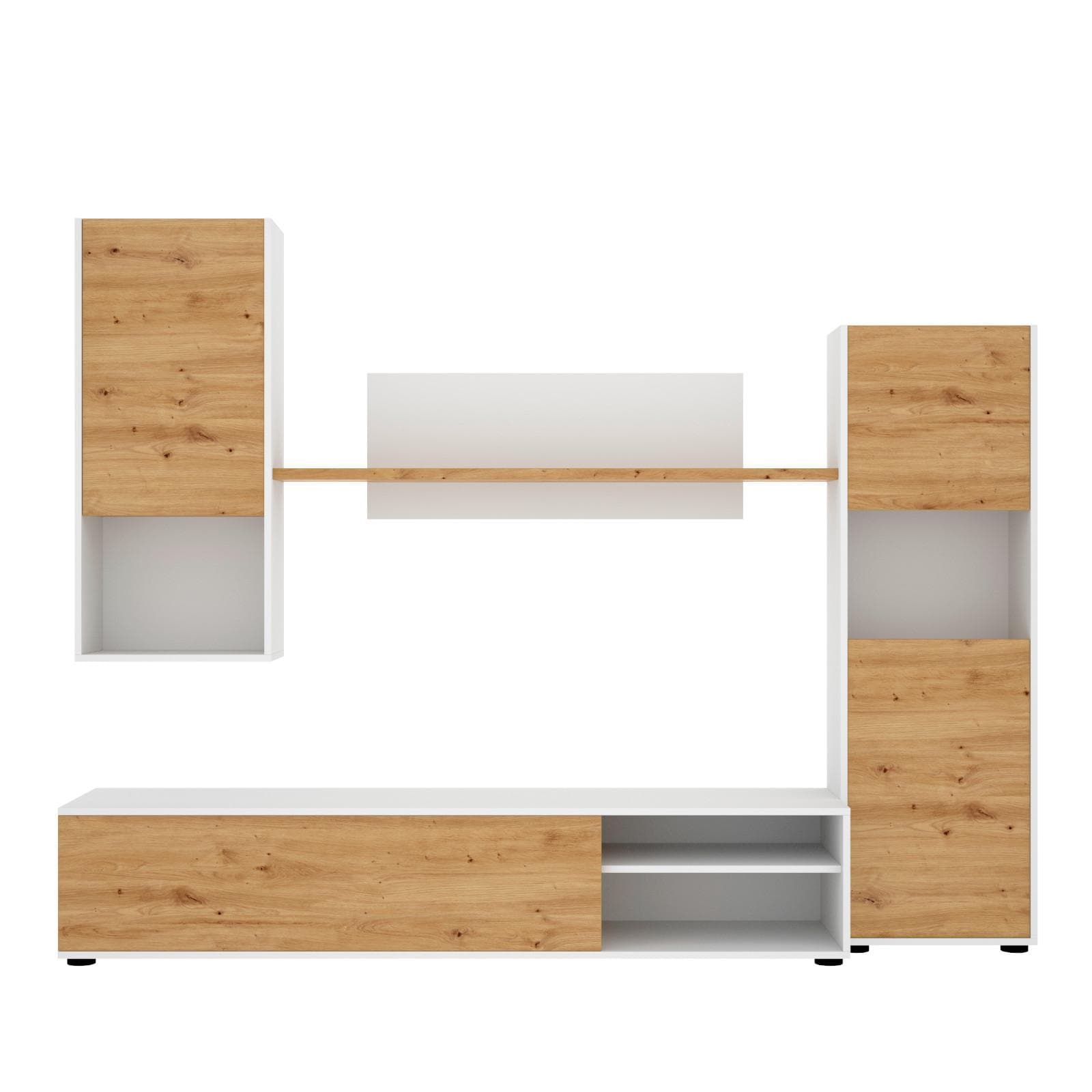 Parete attrezzata 220 cm in legno rovere nordico - Loki