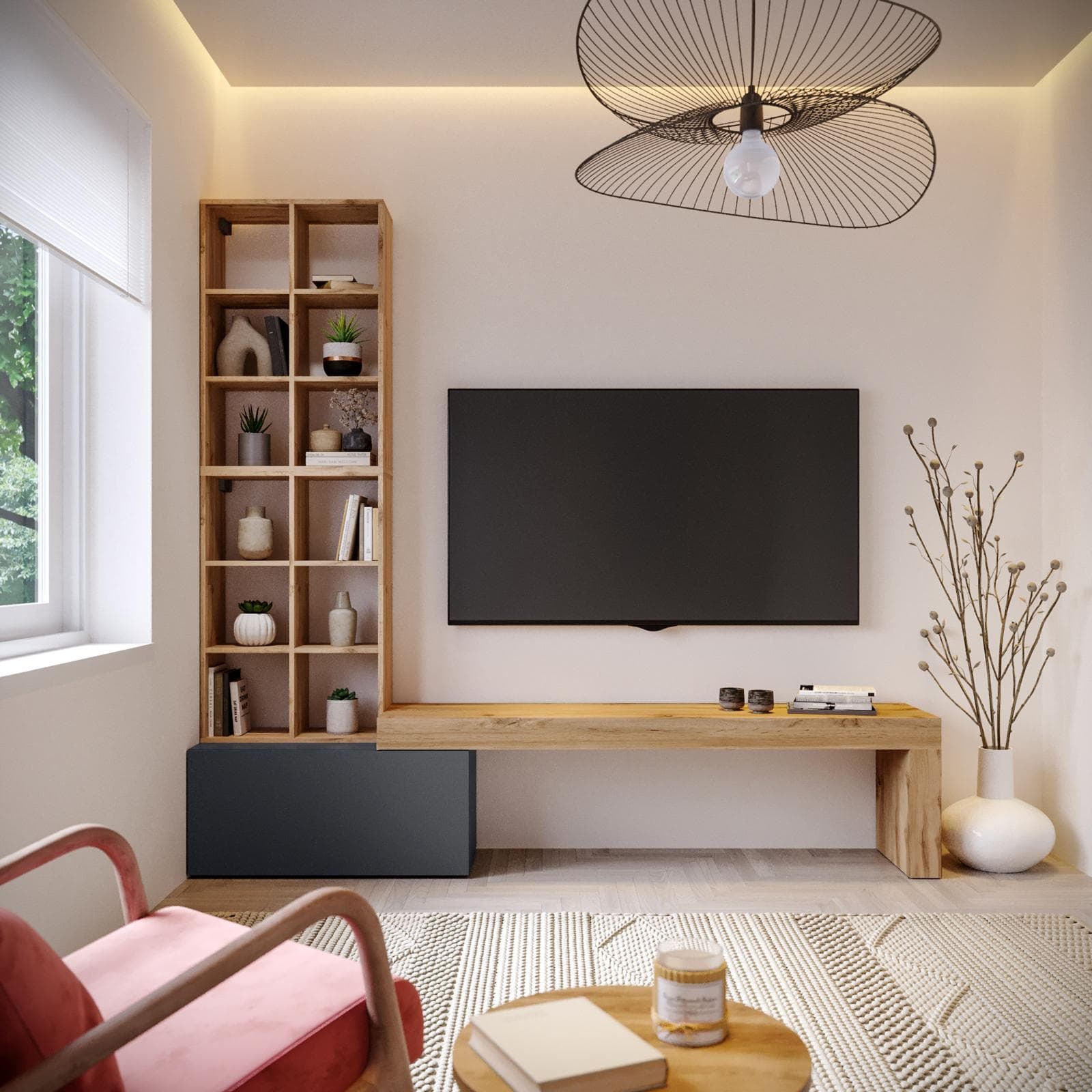 Parete attrezzata 240 cm rovere wotan e antracite - Kayros