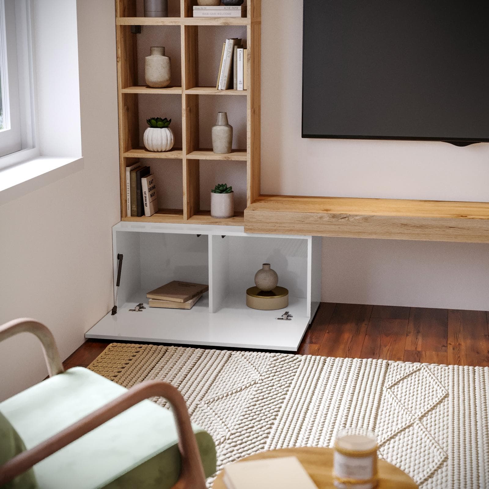 Parete attrezzata 240 cm rovere wotan e bianco - Kayros