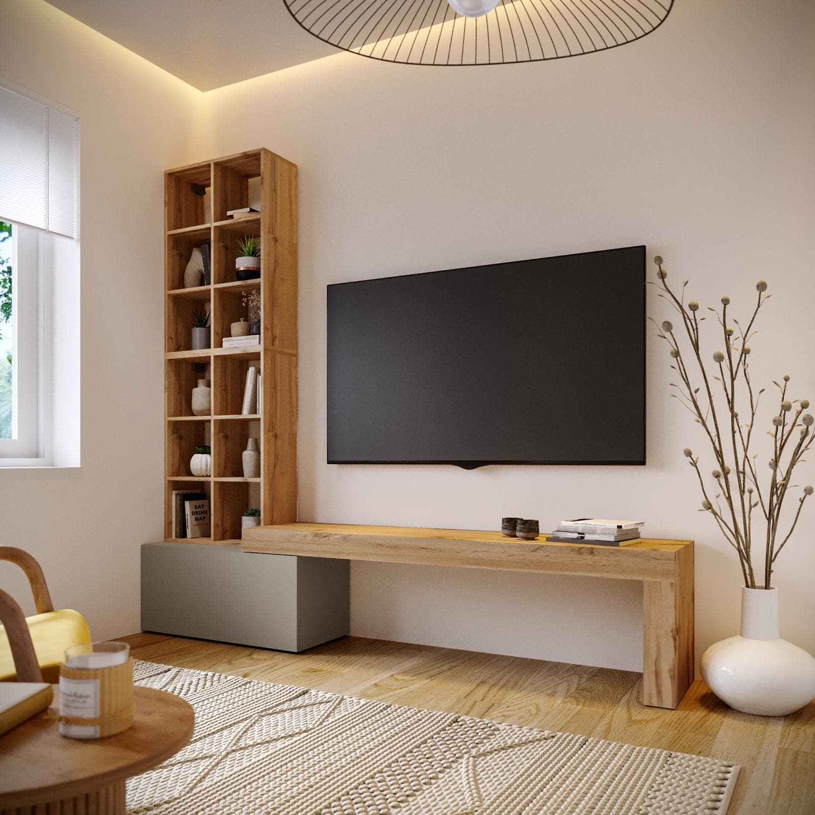 Parete attrezzata 240 cm rovere wotan e tortora - Kayros