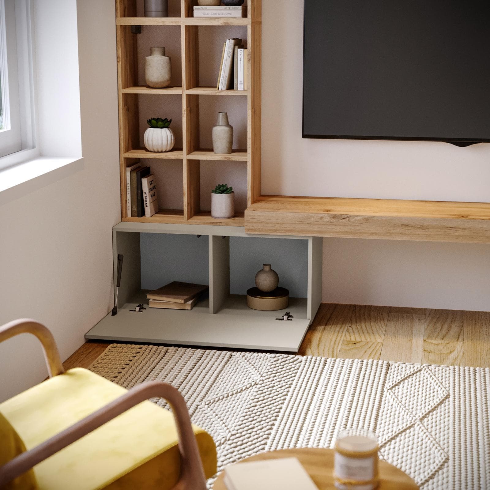 Parete attrezzata 240 cm rovere wotan e tortora - Kayros