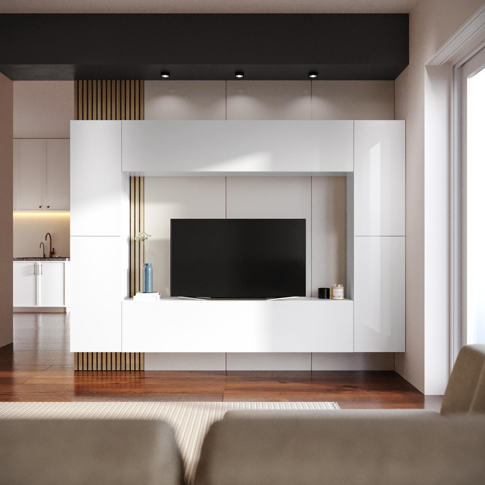 Parete attrezzata 260x30 cm bianco - Kayros