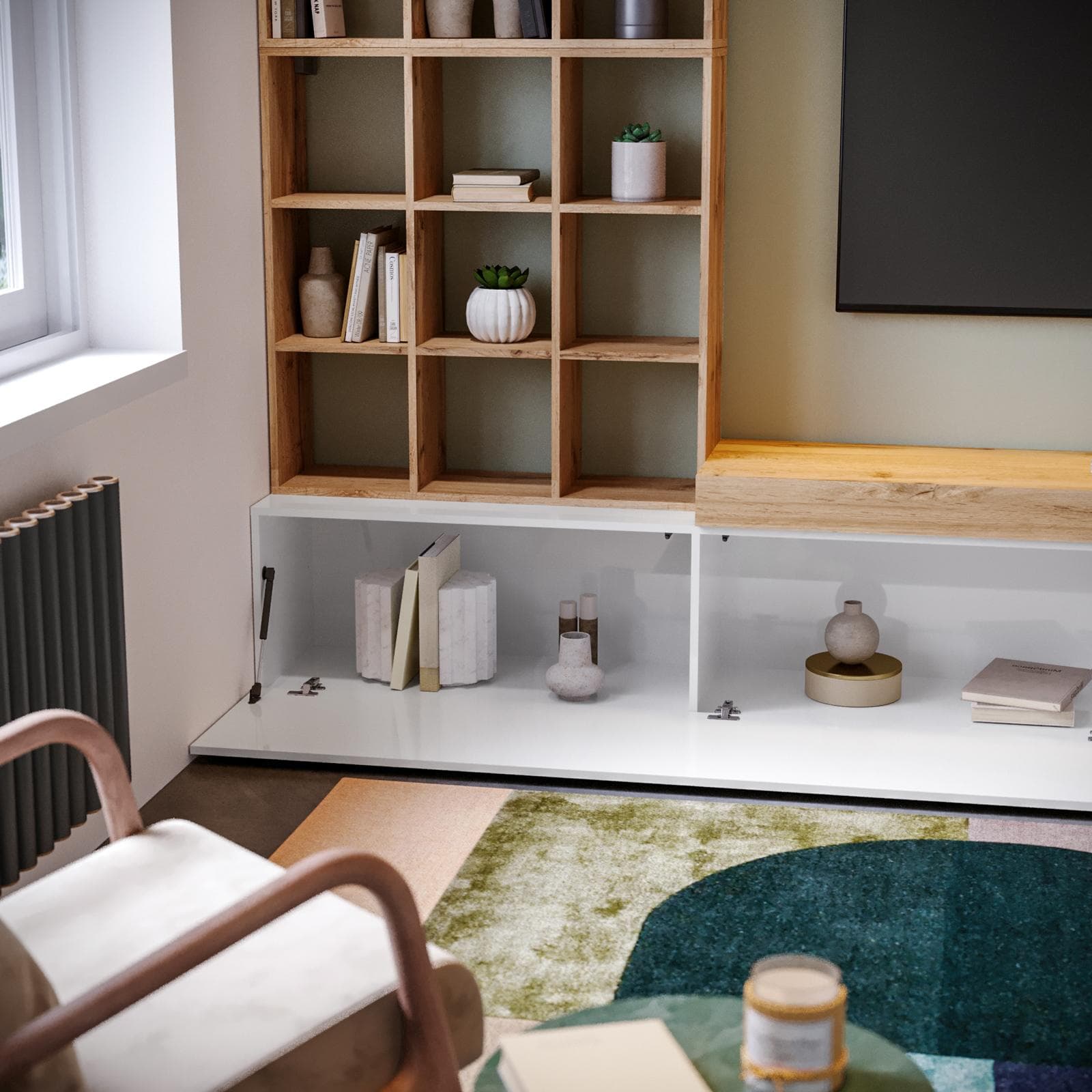 Parete attrezzata 270 cm rovere wotan e bianco - Kayros