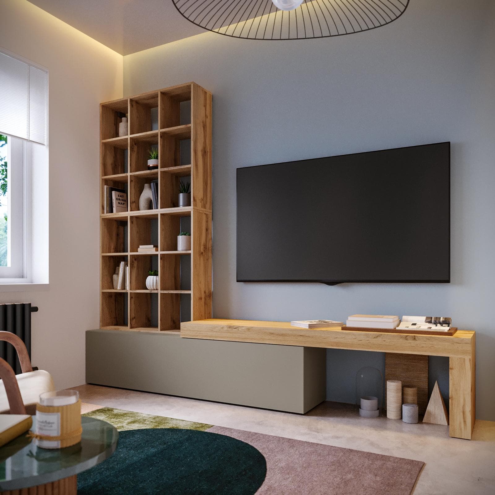 Parete attrezzata 270 cm rovere wotan e tortora - Kayros