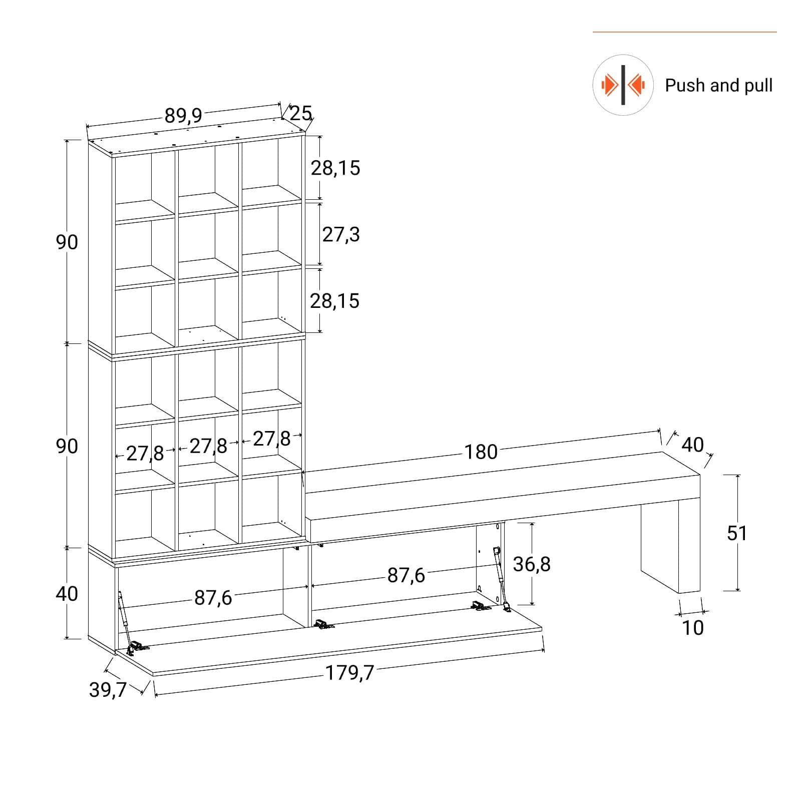 Parete attrezzata 270 cm rovere wotan e tortora - Kayros