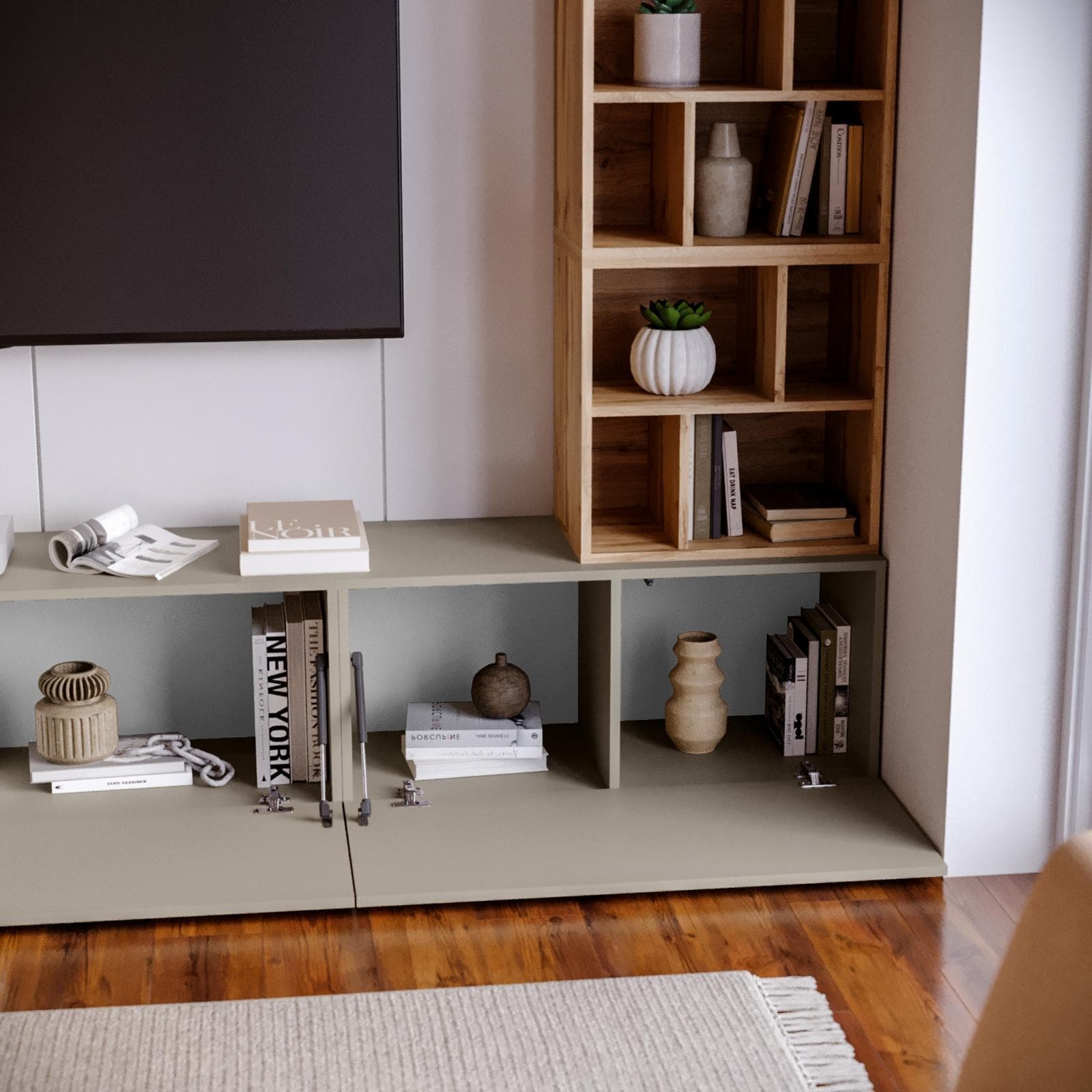 Parete attrezzata 270 cm tortora e rovere wotan - Kayros