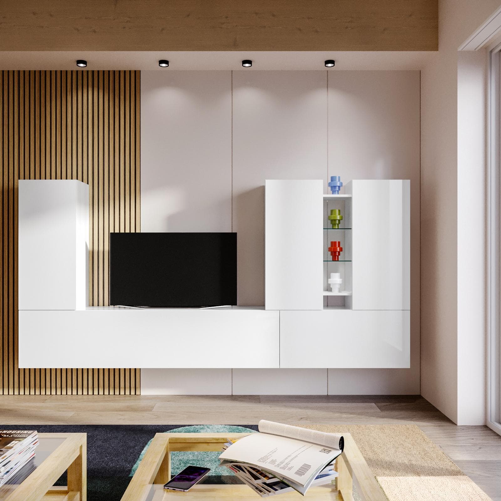 Parete attrezzata 270x30 cm bianco - Kayros