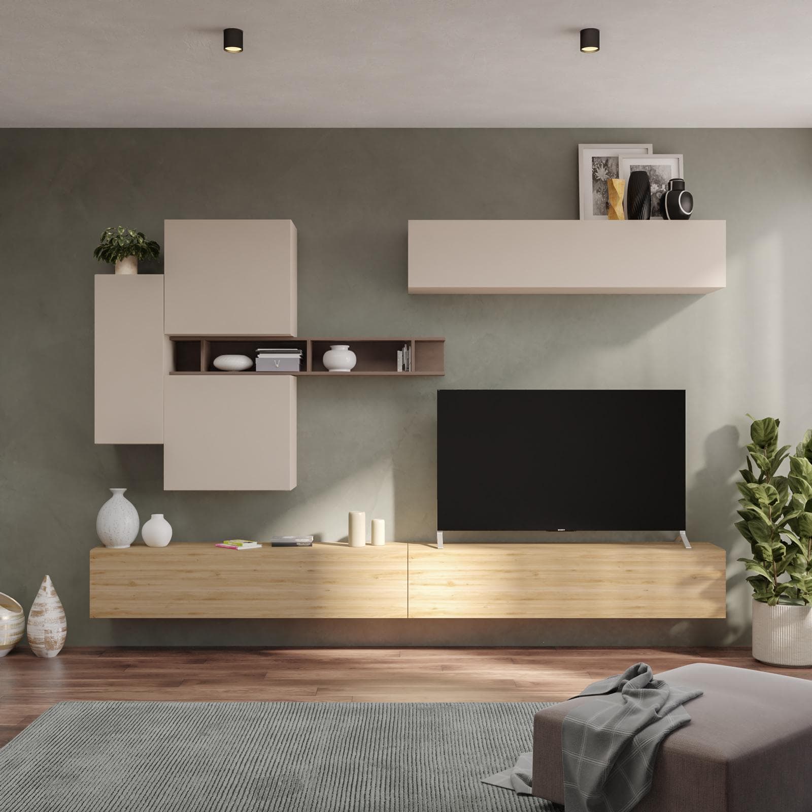 Parete attrezzata 276x28x190h cm cadiz bronzo cashmere - Clary