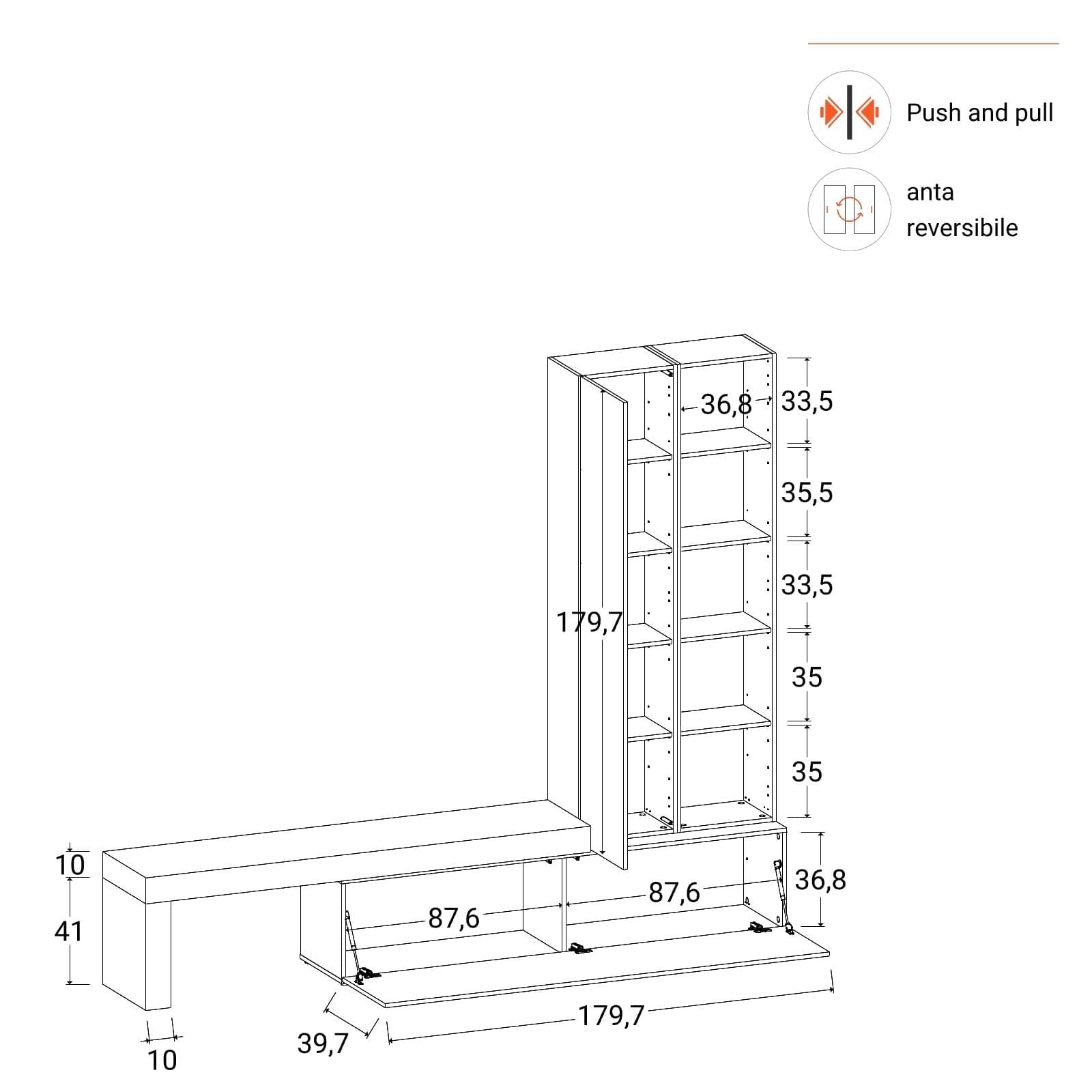 Parete attrezzata 260 cm rovere wotan e antracite - Kayros