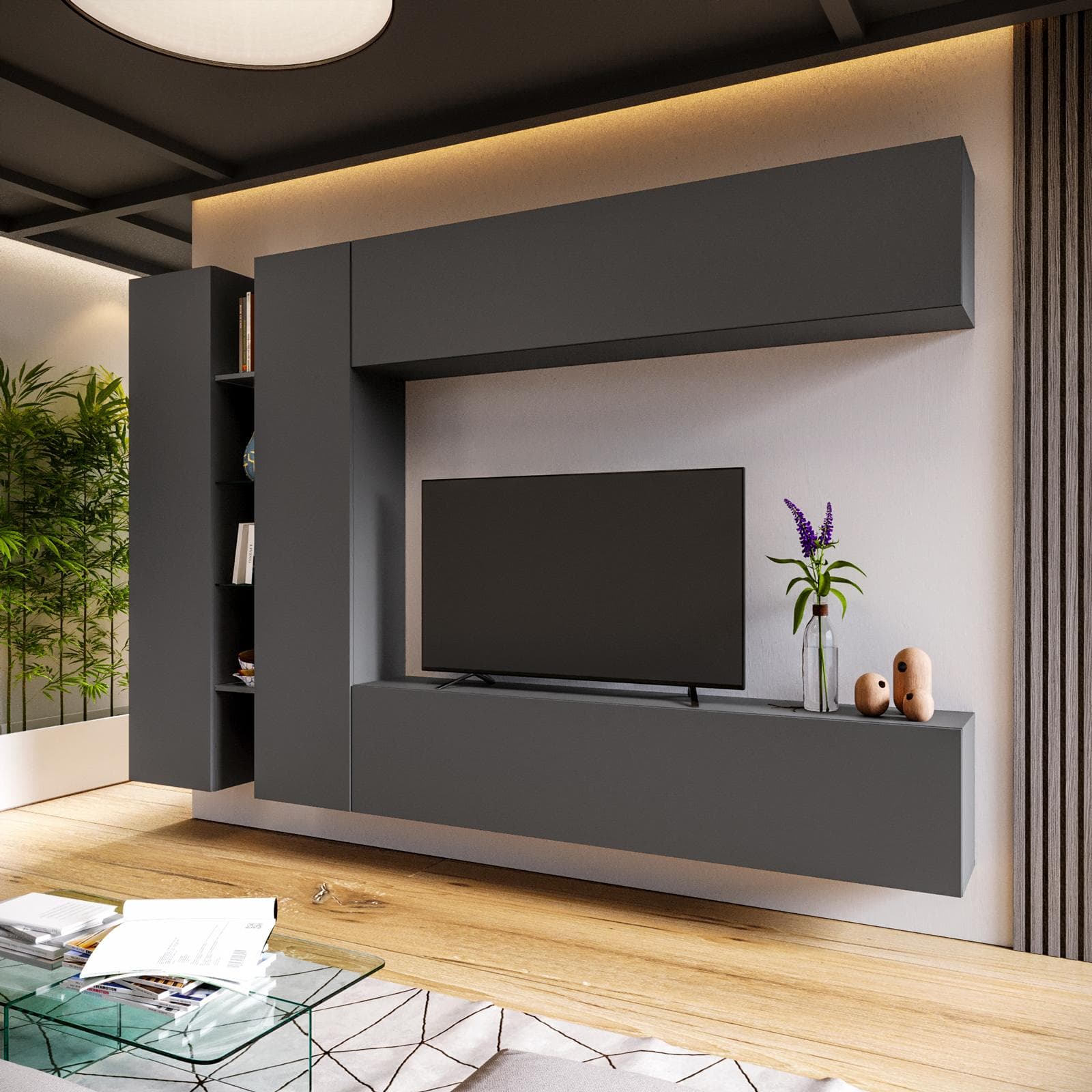 Parete attrezzata 280x30 cm antracite - Kayros