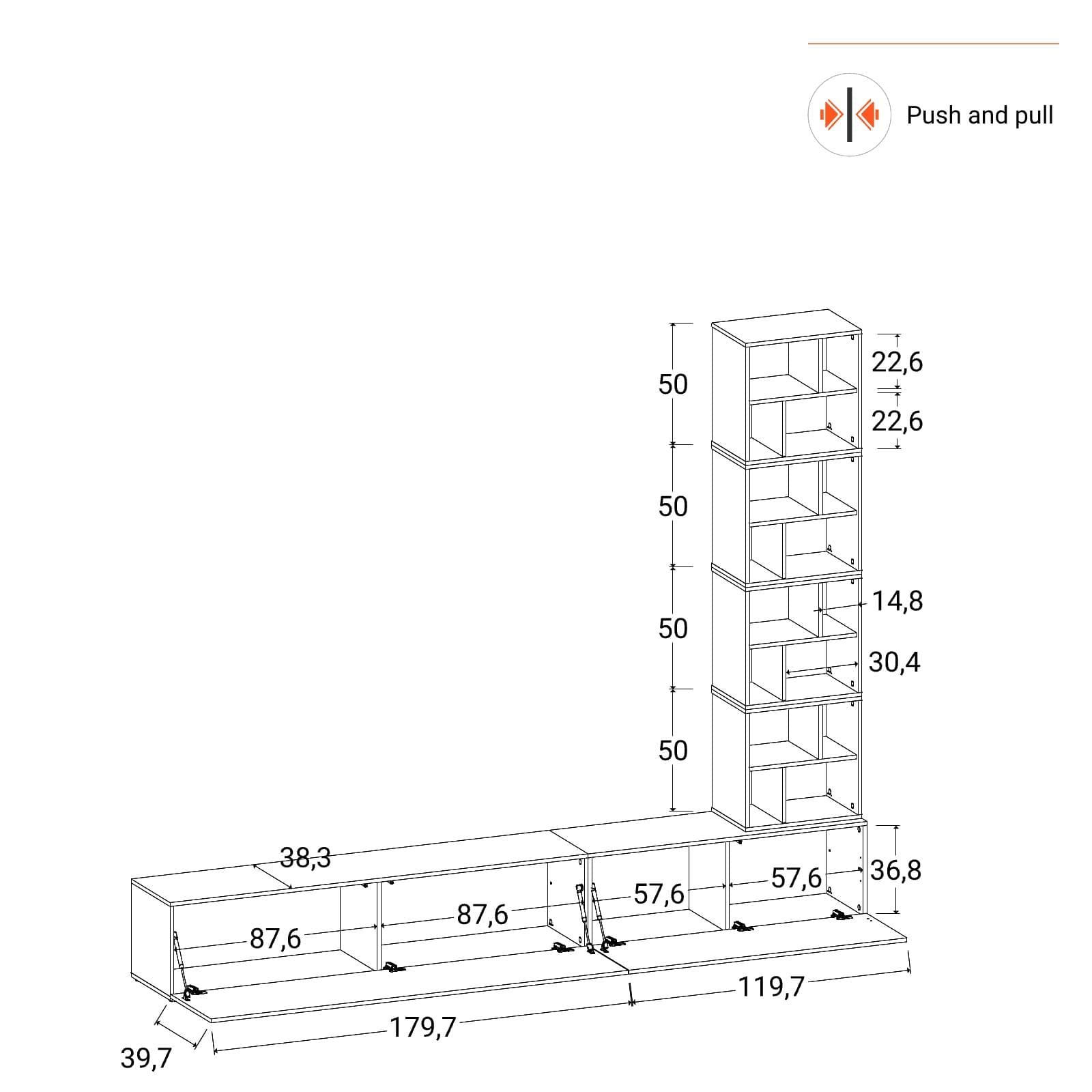 Parete attrezzata 300 cm bianco e rovere wotan - Kayros