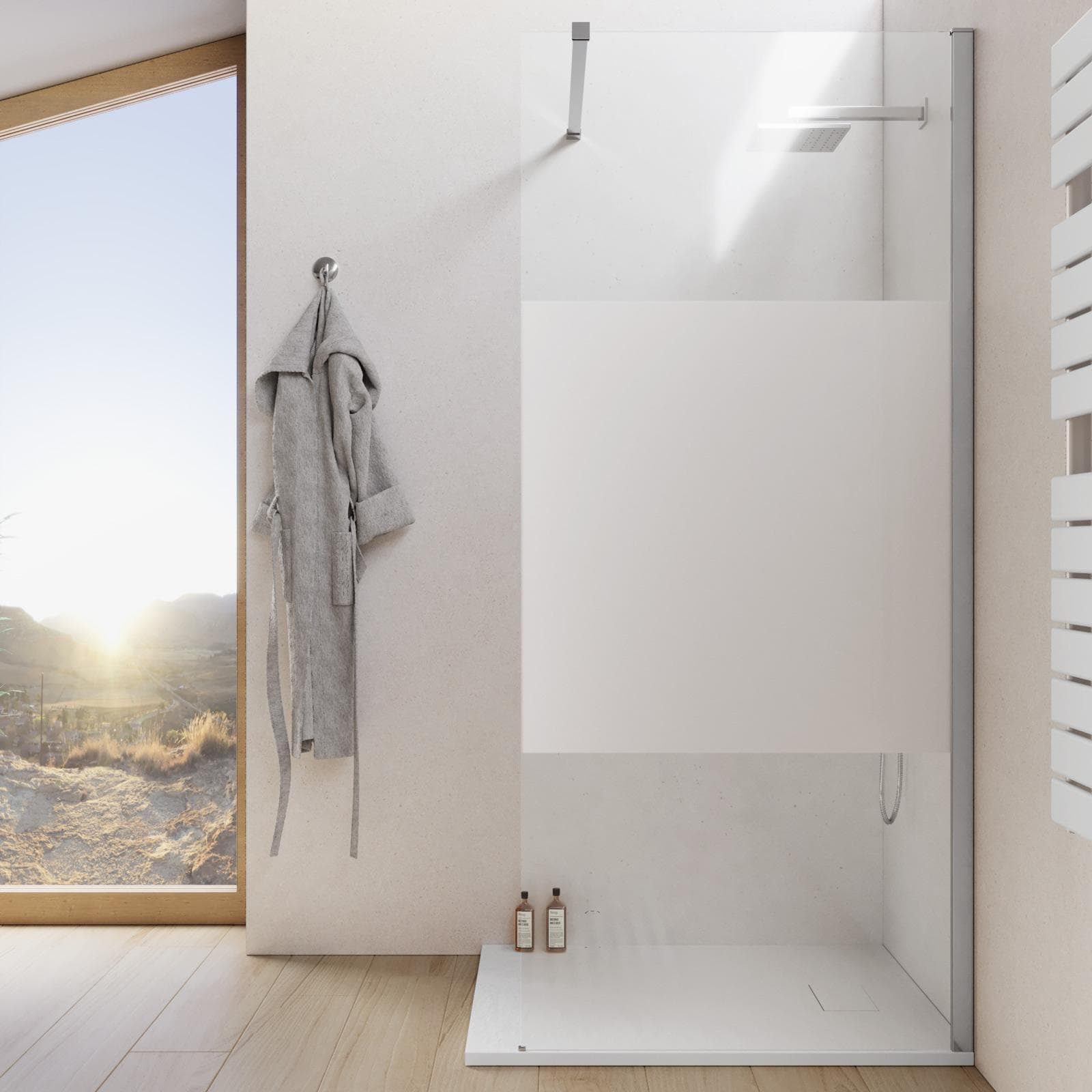 Box doccia Walk in 100 cm vetro anticalcare serigrafato e profilo cromo 200h - Keep