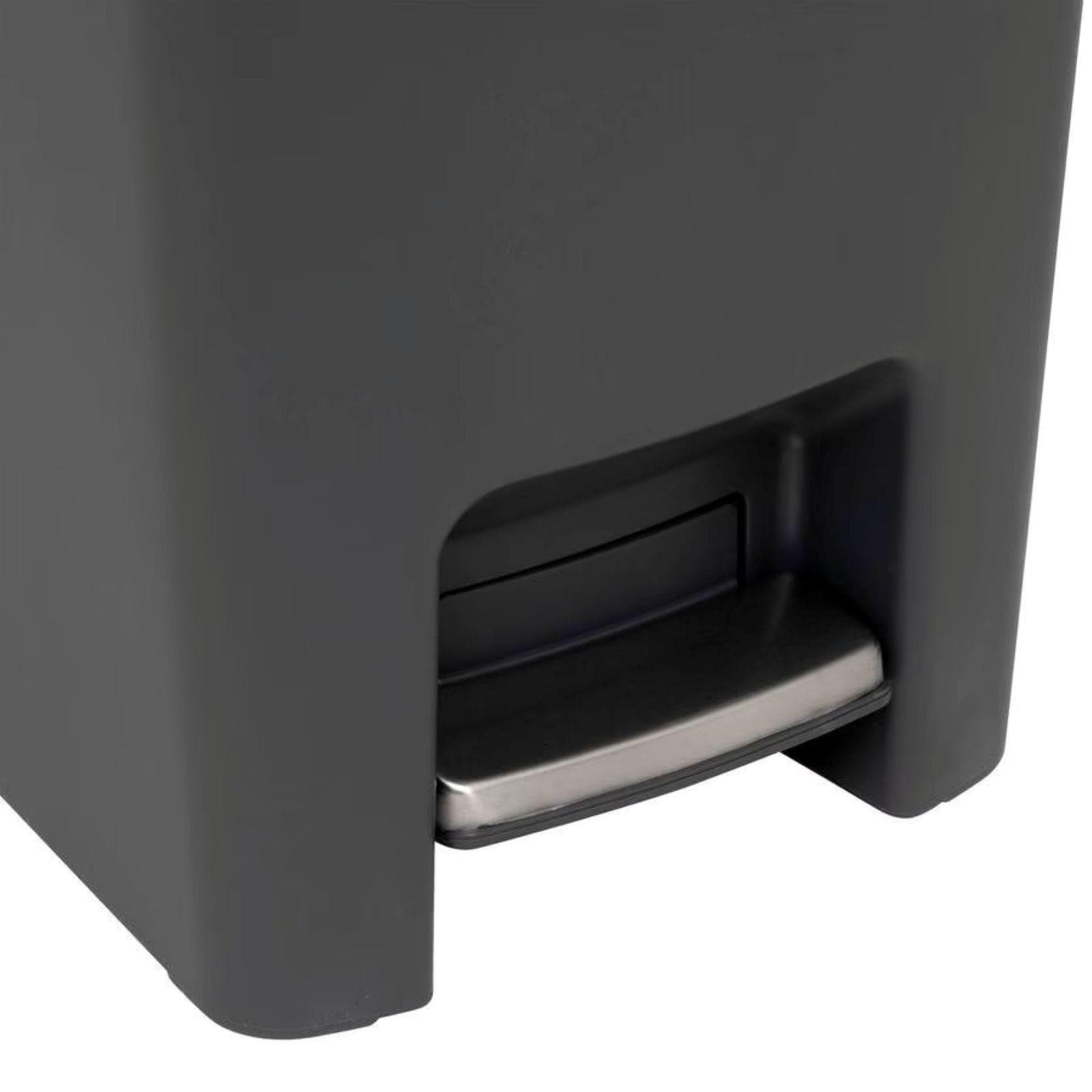 Pattumiera 45L in polipropilene grigio e acciaio inox con ruote