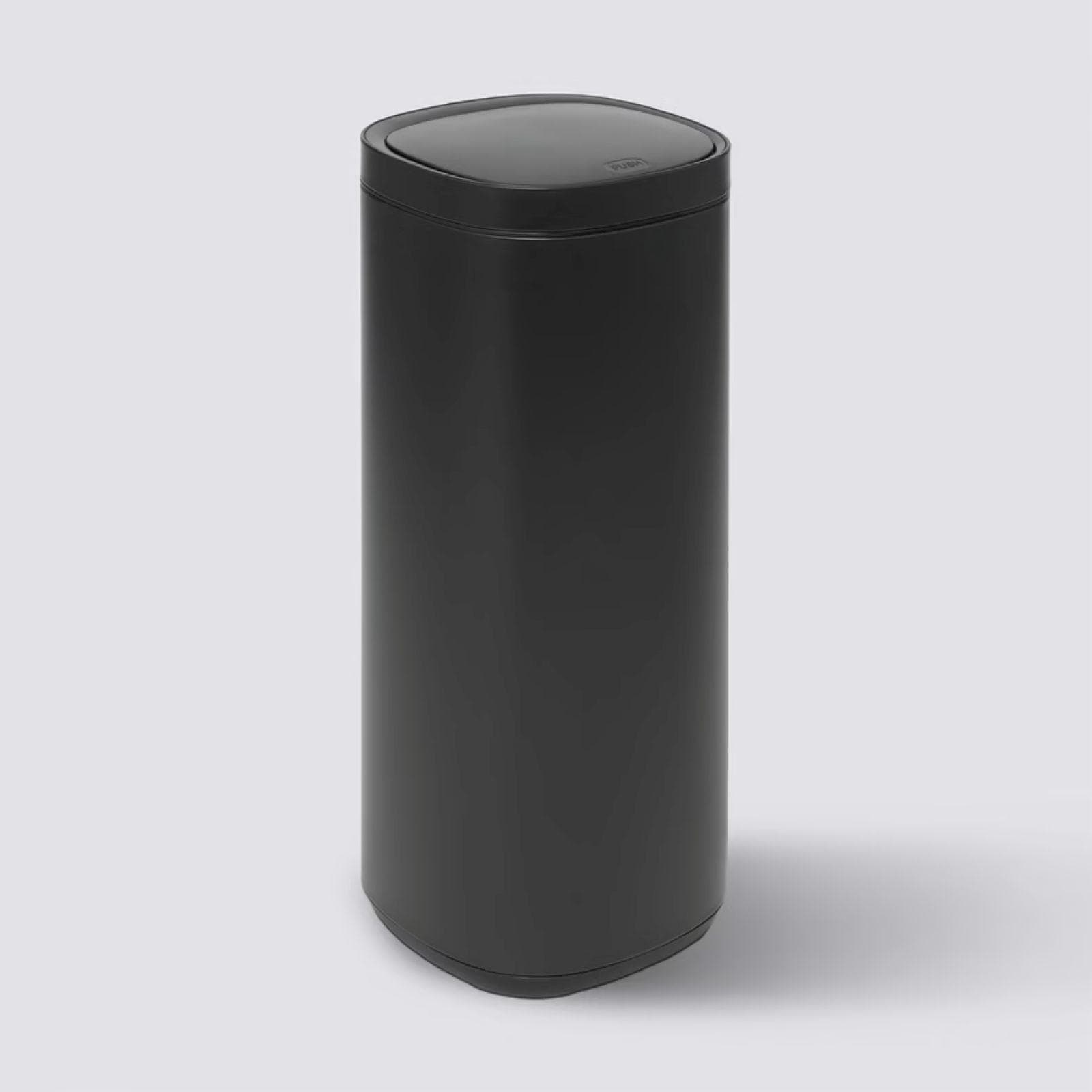 Pattumiera 50 litri rotonda in acciaio inox nero opaco apertura a pressione