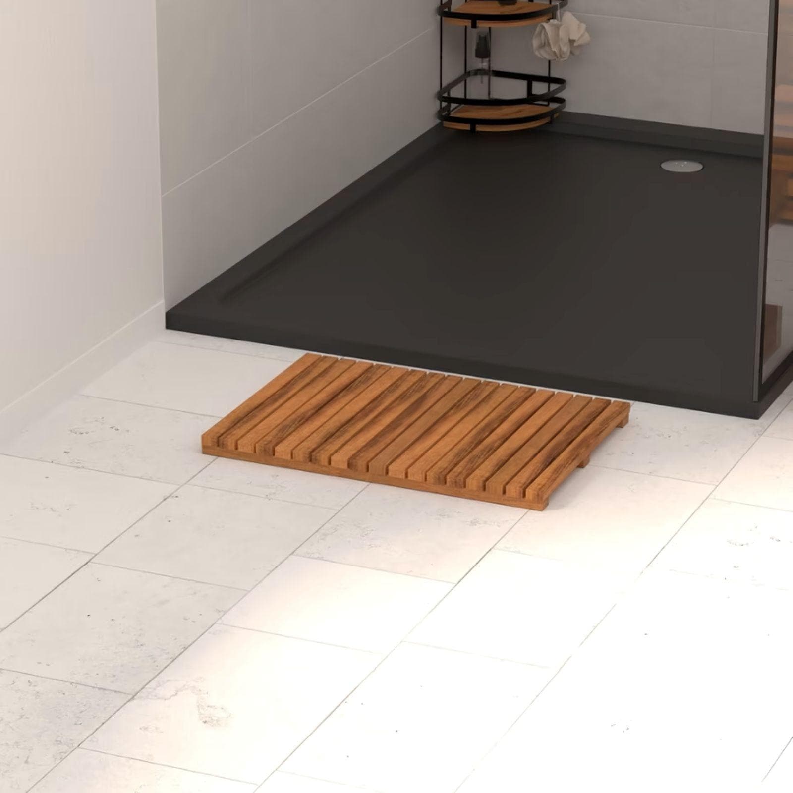 Pedana doccia 53x36 cm in legno di acacia naturale antiscivolo