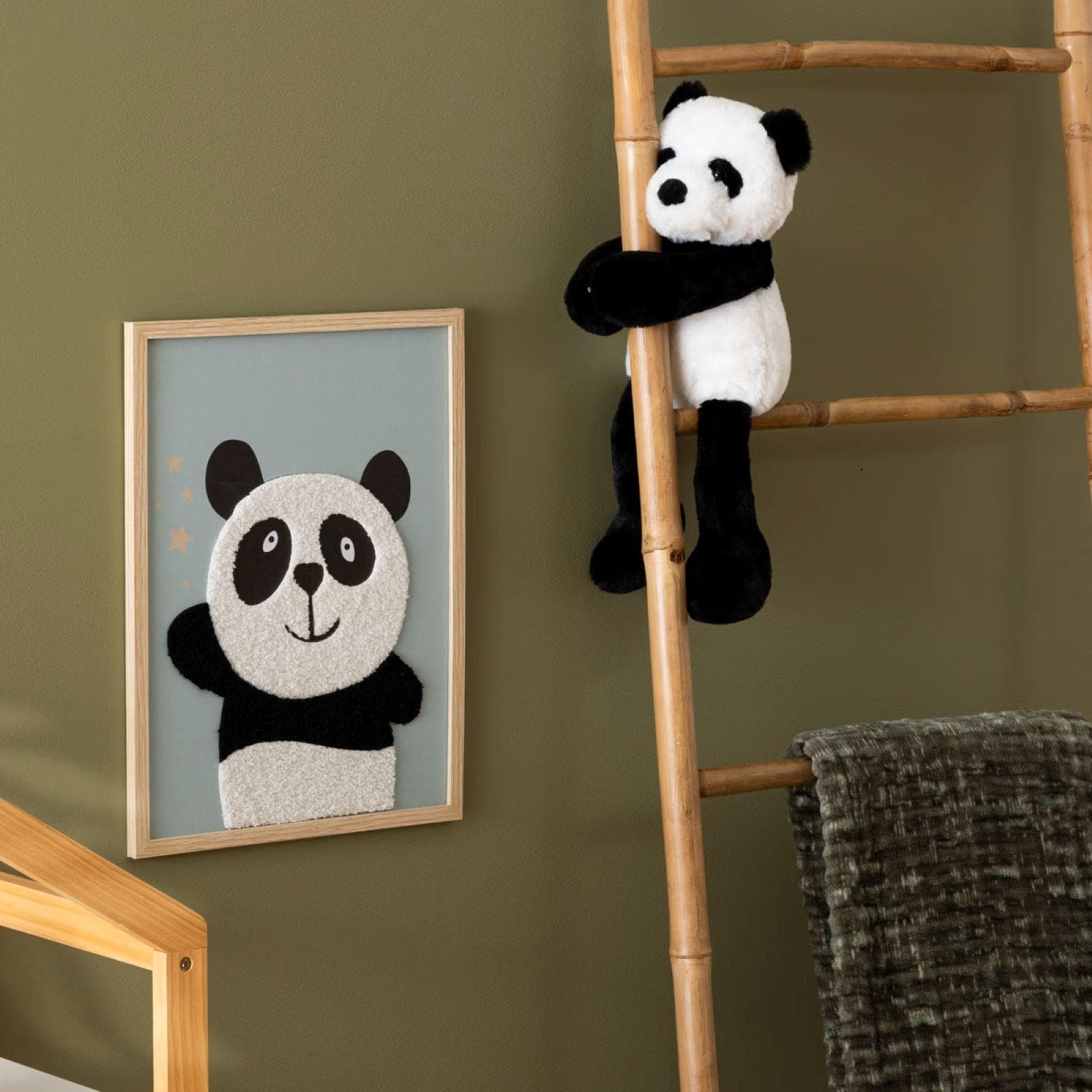 Peluche a forma di panda 35h cm in velluto bianco e nero - Kids
