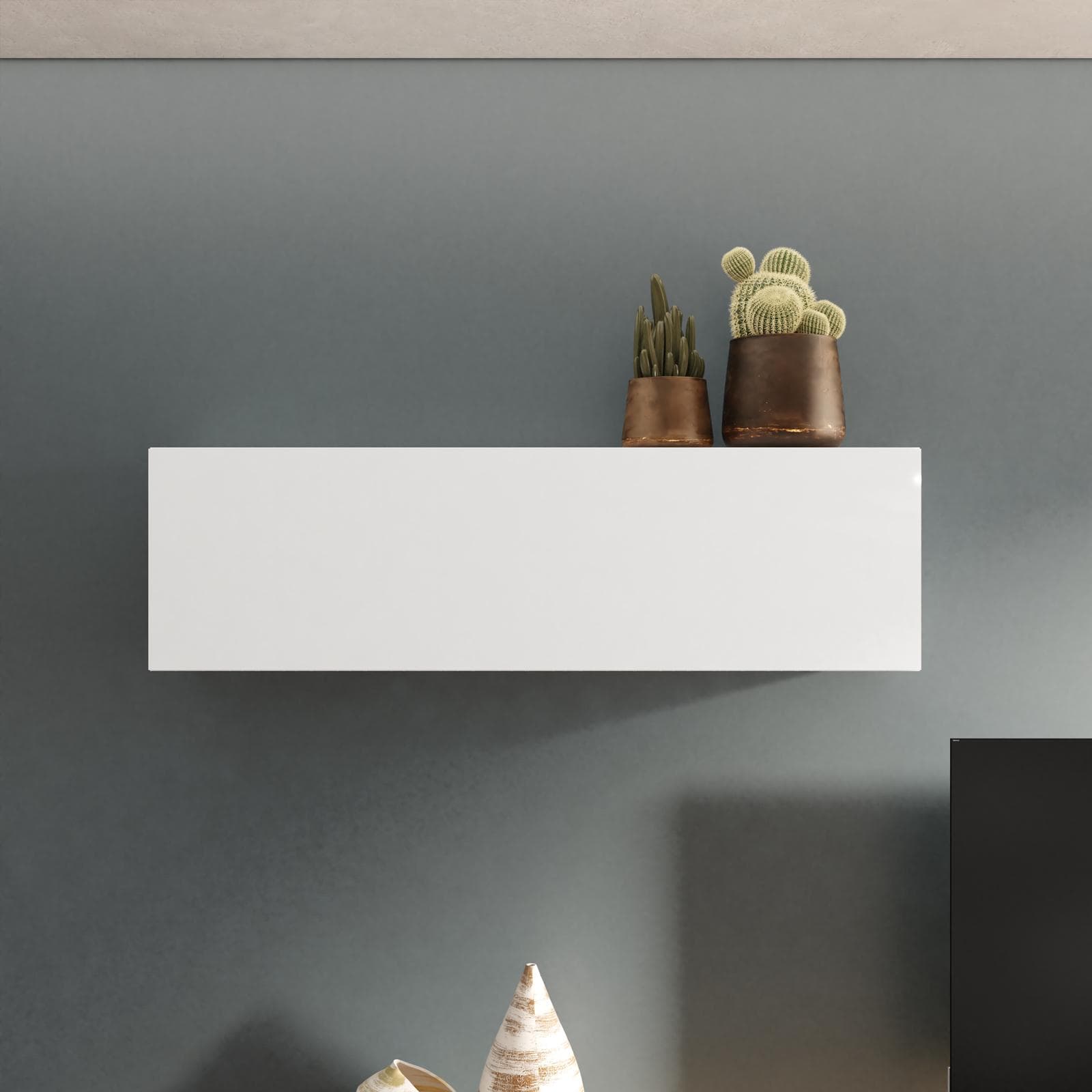 Pensile 123x35h cm bianco lucido con anta vasistas - Boras Living