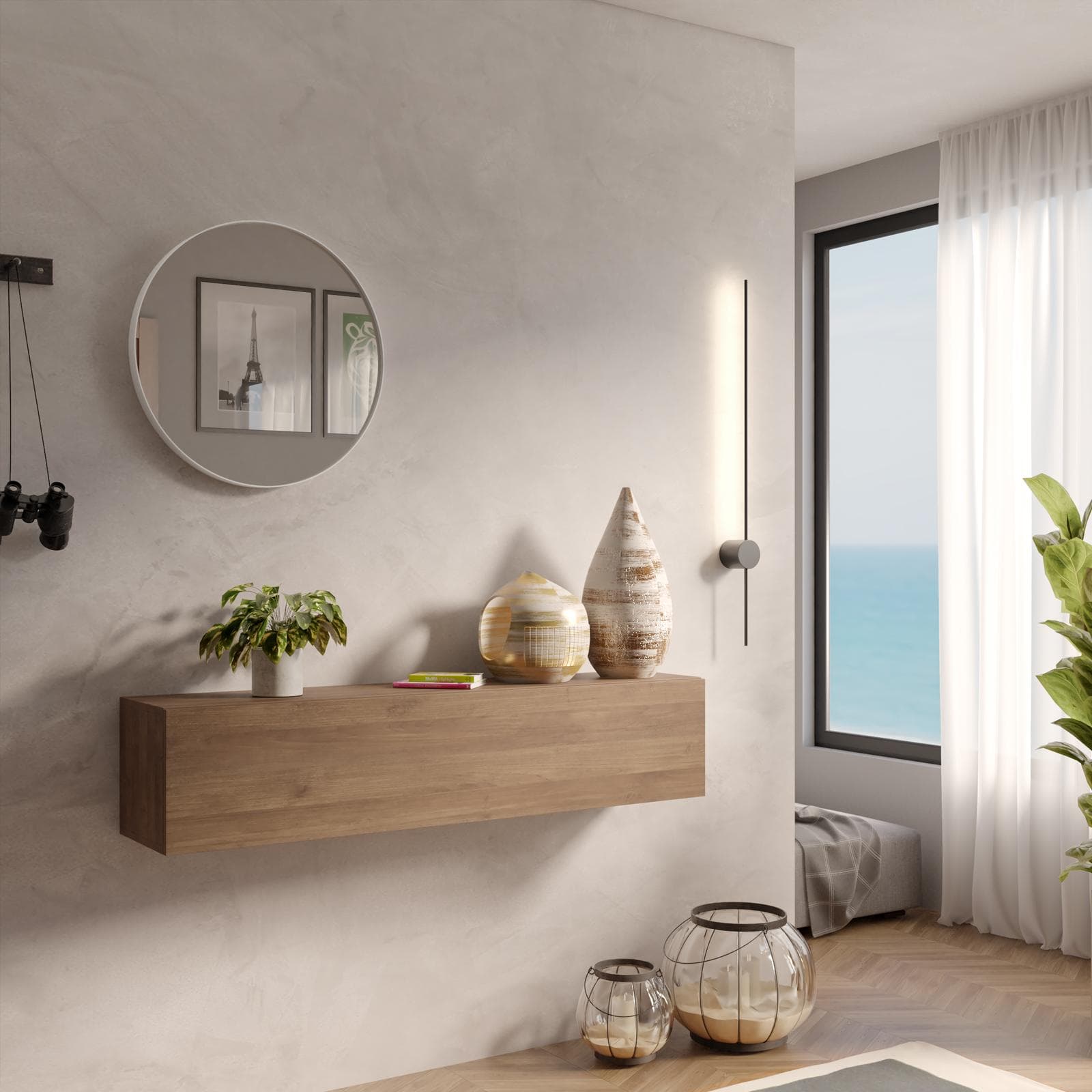 Consolle sospesa 138x28h cm mercure con anta reversibile - Clary
