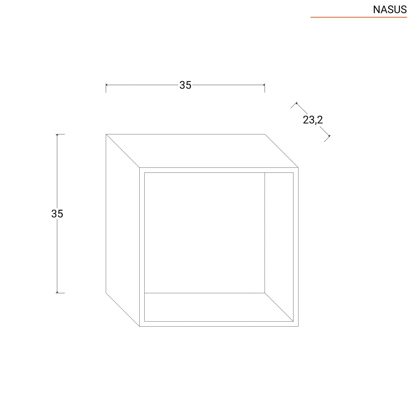 Pensile 35x35h cm con vano a giorno in legno rovere grigio - Nasus