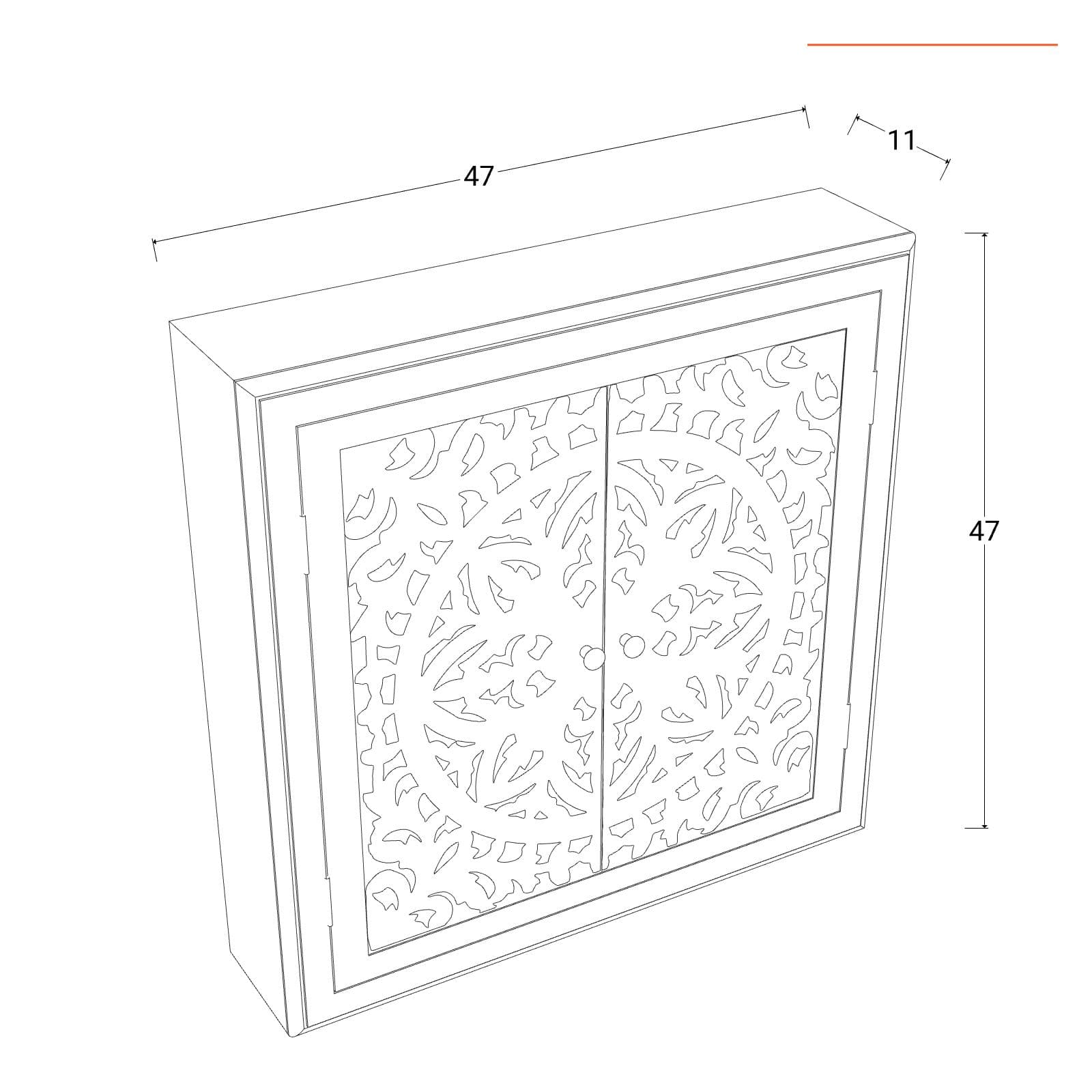 Pensile 47x11 cm con due ante decoro mandala