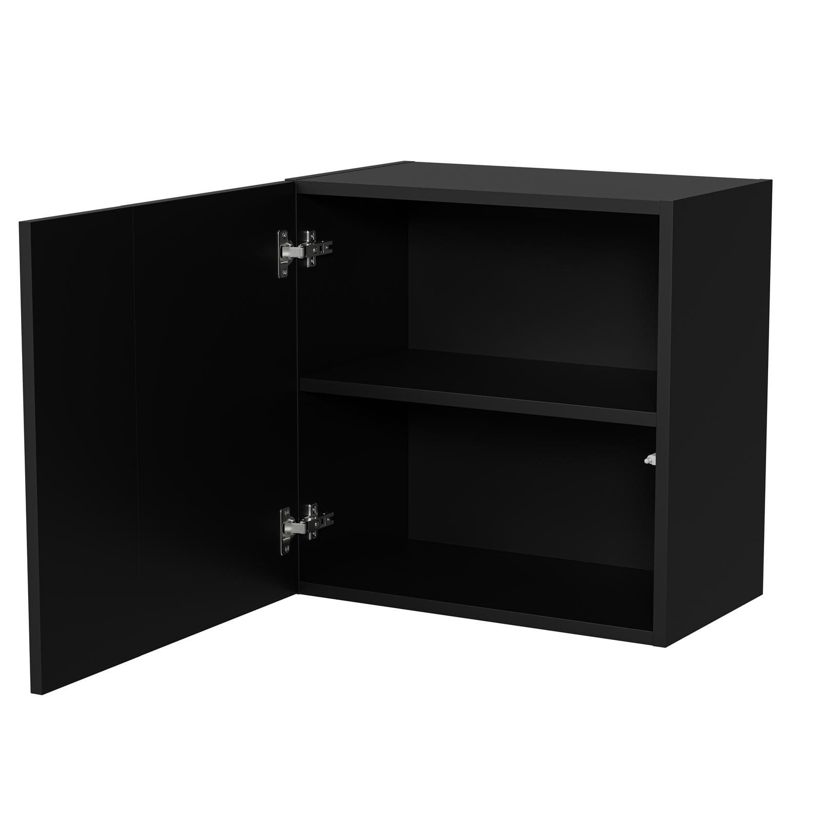 Pensile 50x50h cm nero opaco cannettato con 1 anta - Ingrid