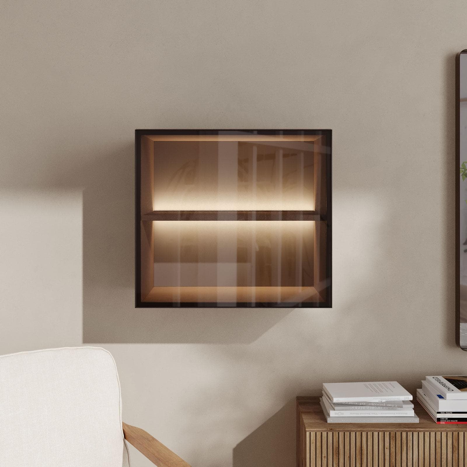 Pensile 55x50h cm bronzo con anta in vetro bronzato e telaio in alluminio - Clary