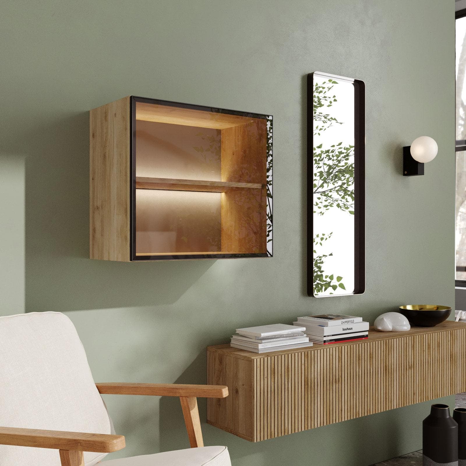Pensile 55x50h cm cadiz con anta in vetro bronzato e telaio in alluminio - Clary