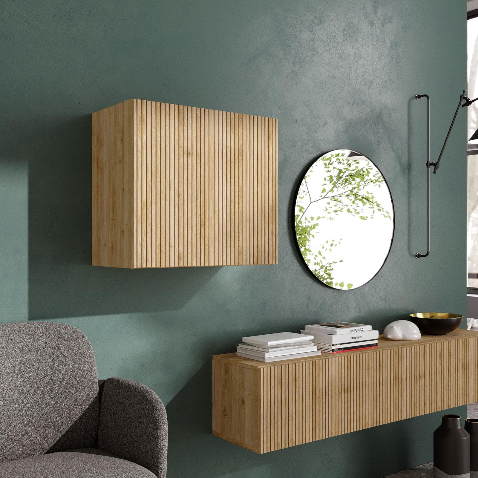 Pensile 55x50h cm cannettato cadiz con anta reversibile - Clary