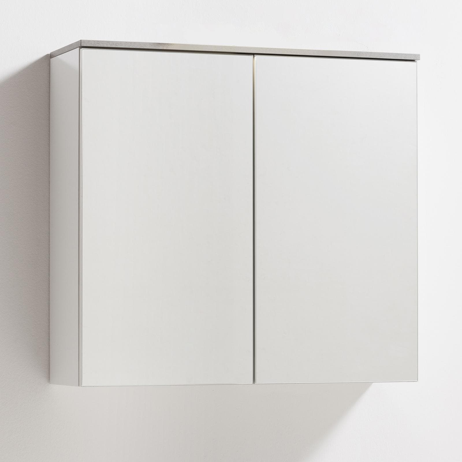 Specchio contenitore 70x22 cm in legno bianco e cemento con ante a specchio - Laredo