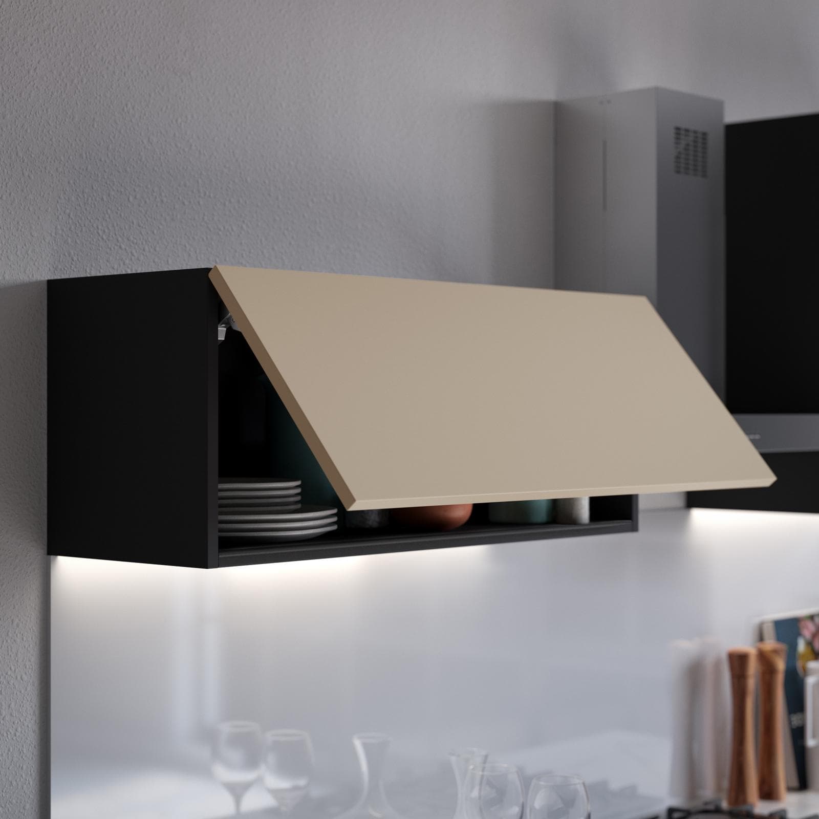 Pensile 90x36h cm antracite con anta vasistats cashmere soft close - Domy e Zyva