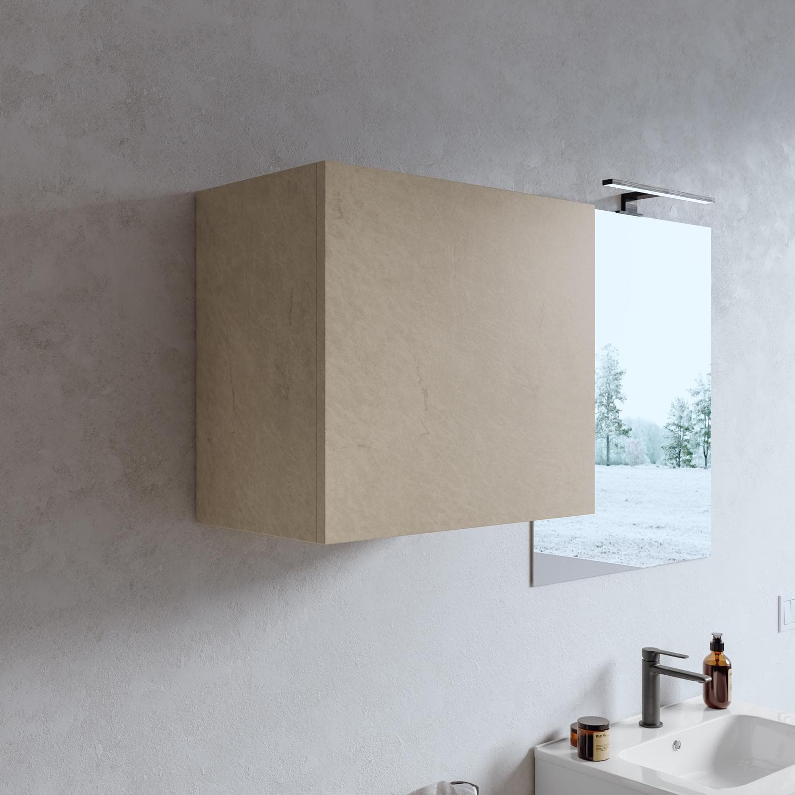 Pensile bagno 55x50 h cm con anta reversibile argilla - Plain