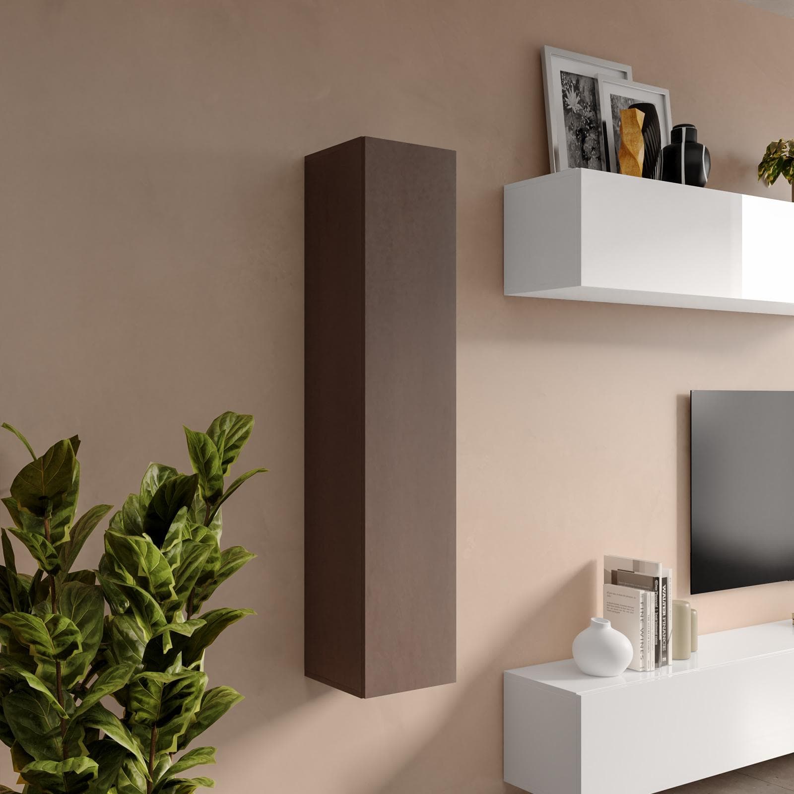 Pensile 28x138h cm bronzo con anta reversibile - Clary