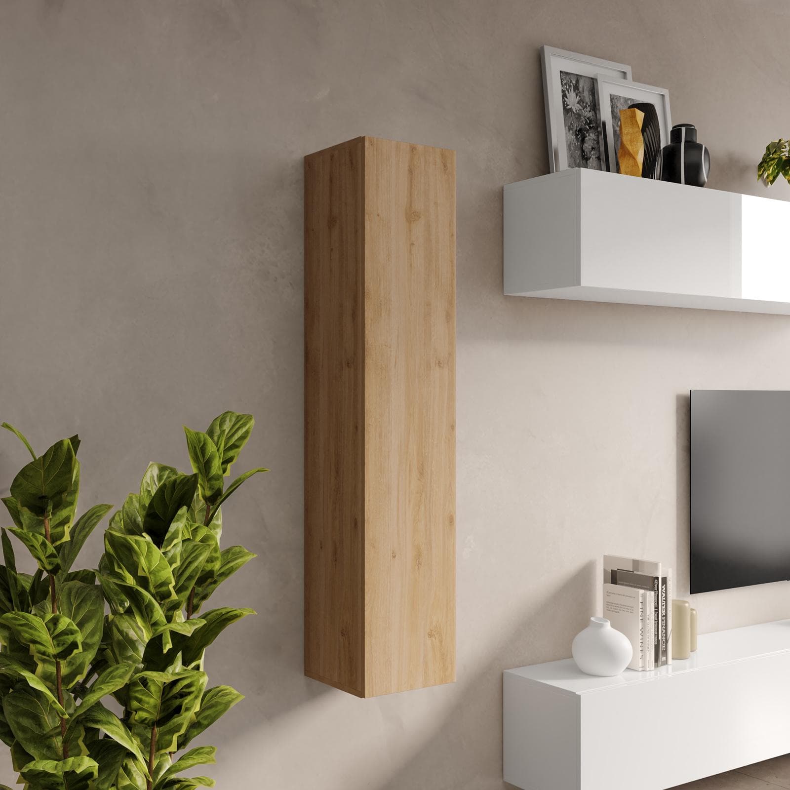 Pensile 28x138h cm rovere cadiz con anta reversibile - Clary