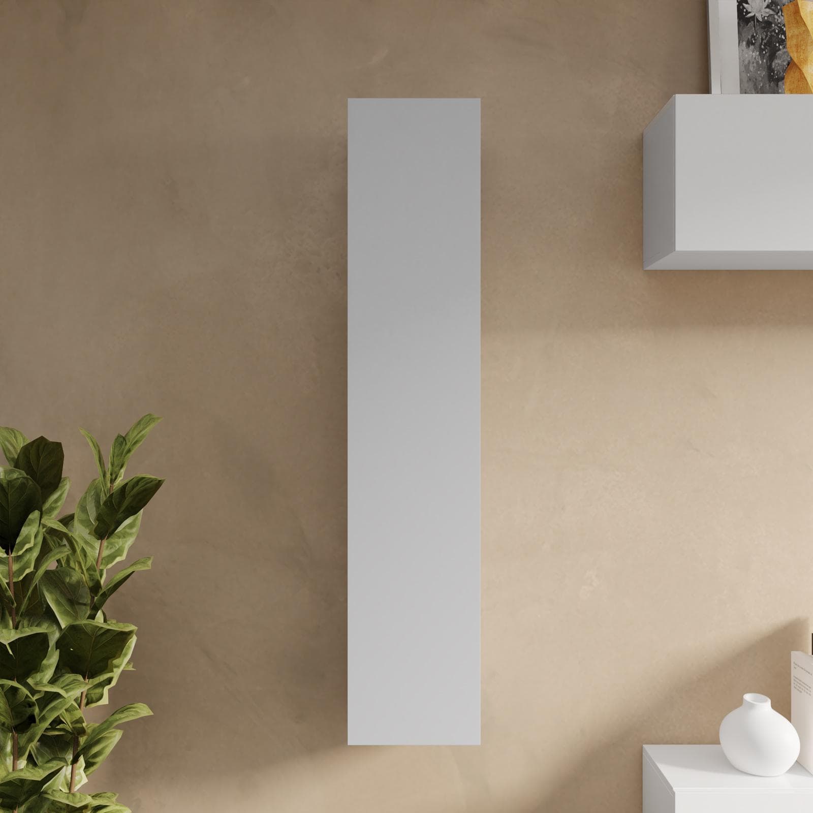 Pensile 28x138h cm gesso con anta reversibile - Clary