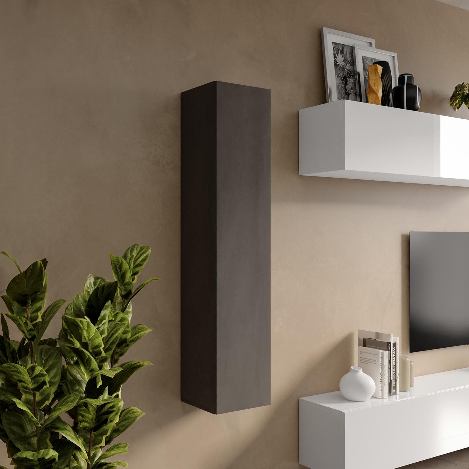 Pensile 28x138h cm lava con anta reversibile - Clary