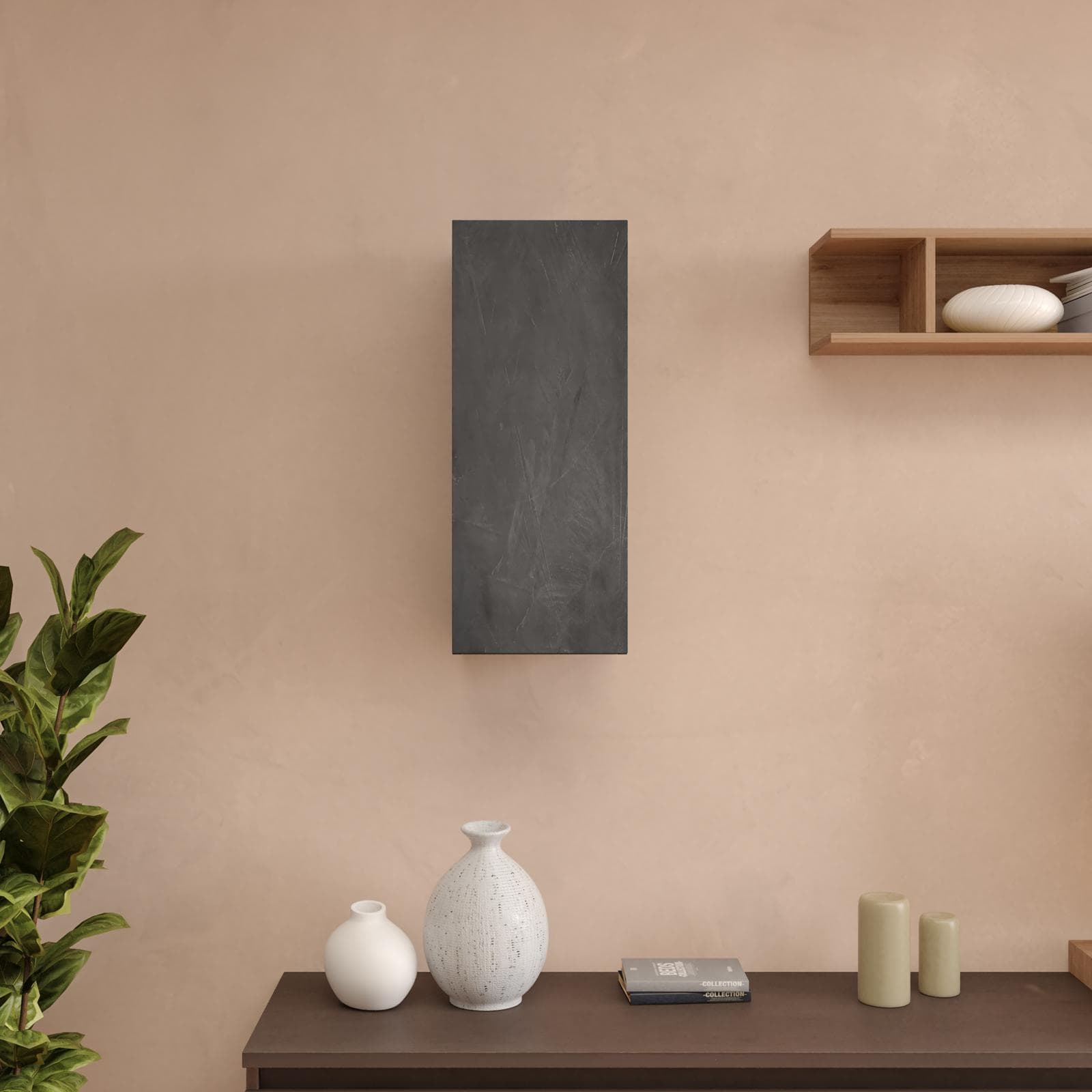 Pensile 28x69h cm grigio piombo con anta reversibile - Clary