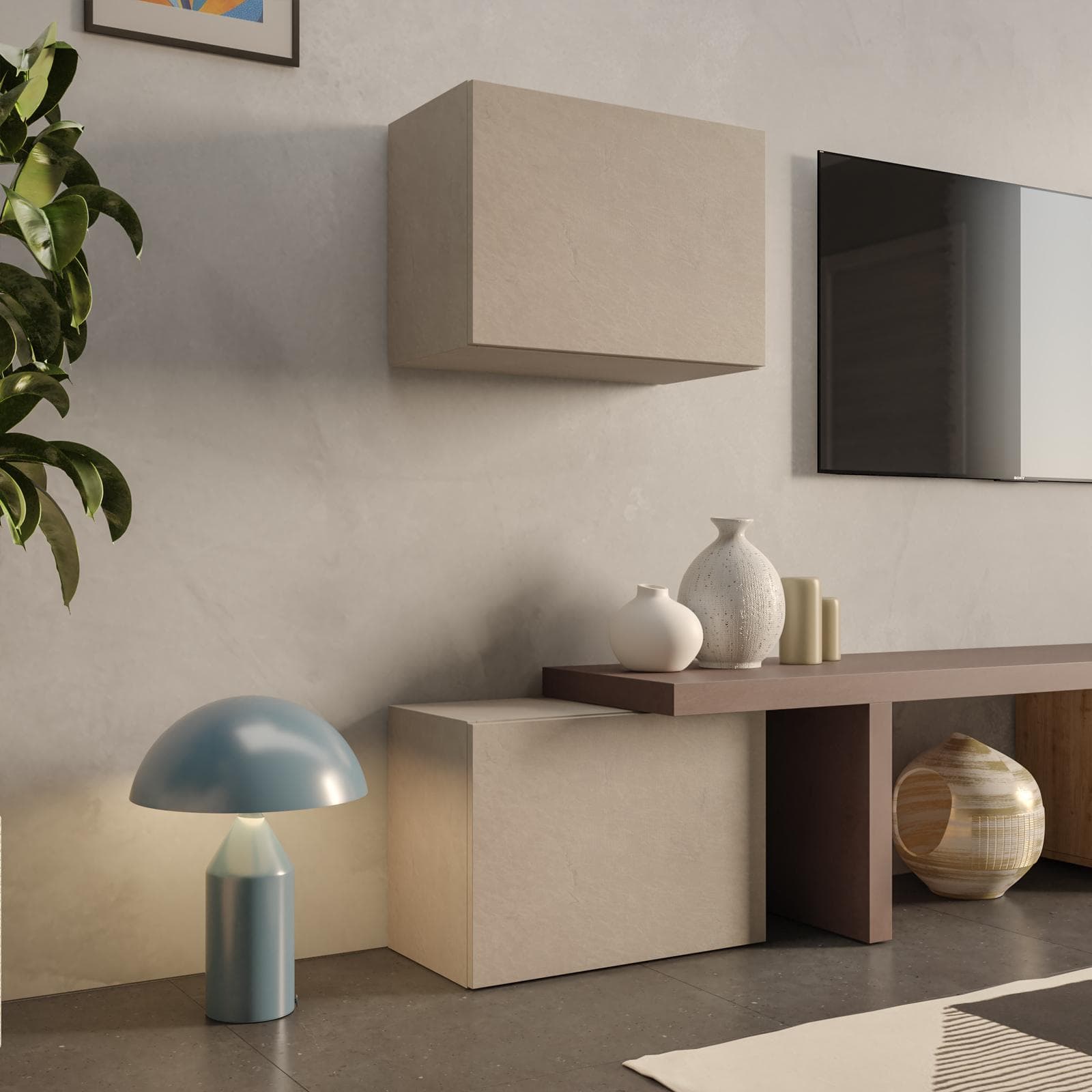 Modulo da terra 55x40h cm argilla con anta reversibile - Clary