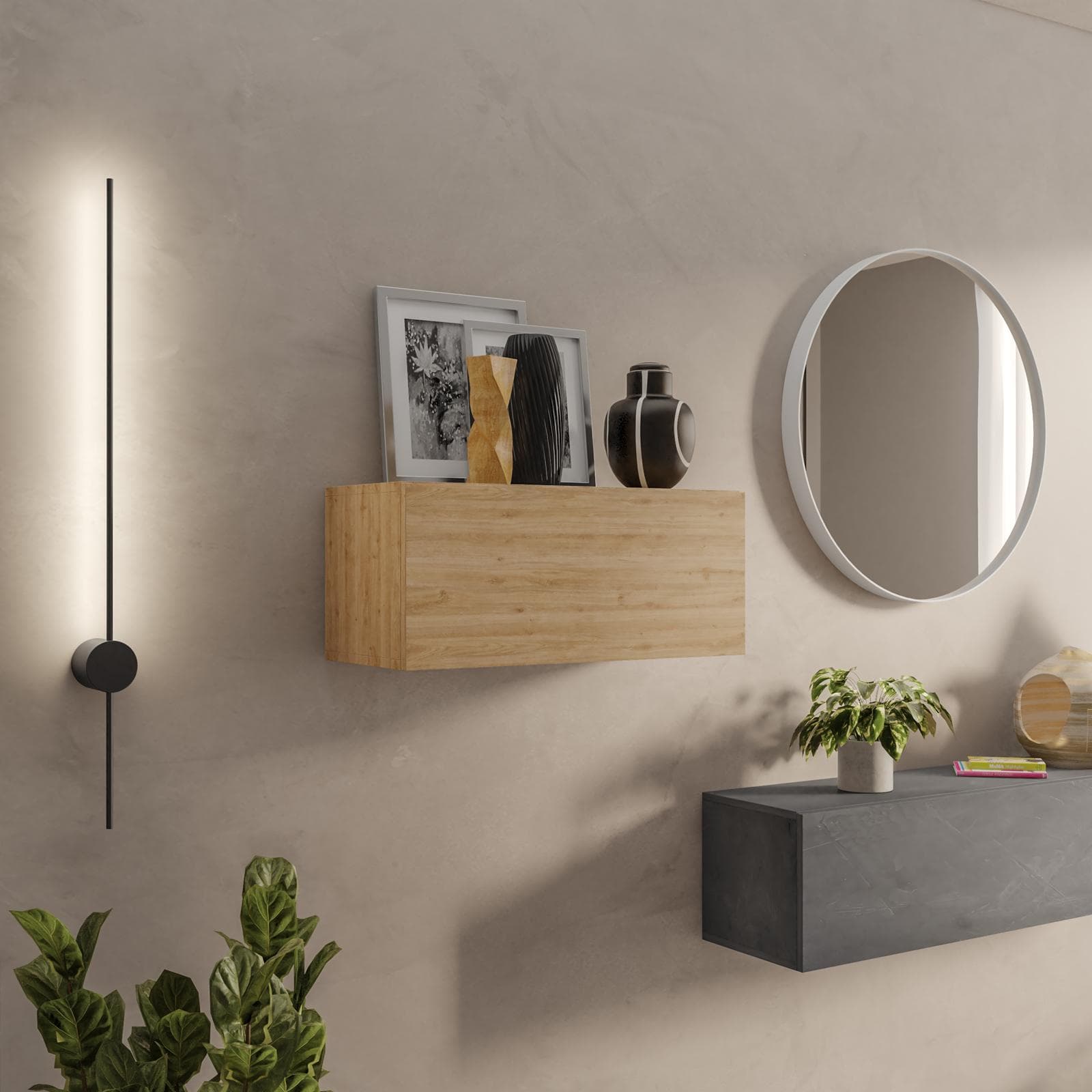 Pensile 69x28h cm rovere cadiz con anta reversibile - Clary