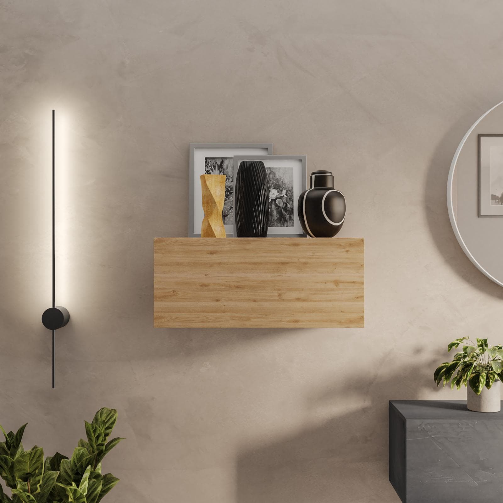 Pensile 69x28h cm rovere cadiz con anta reversibile - Clary