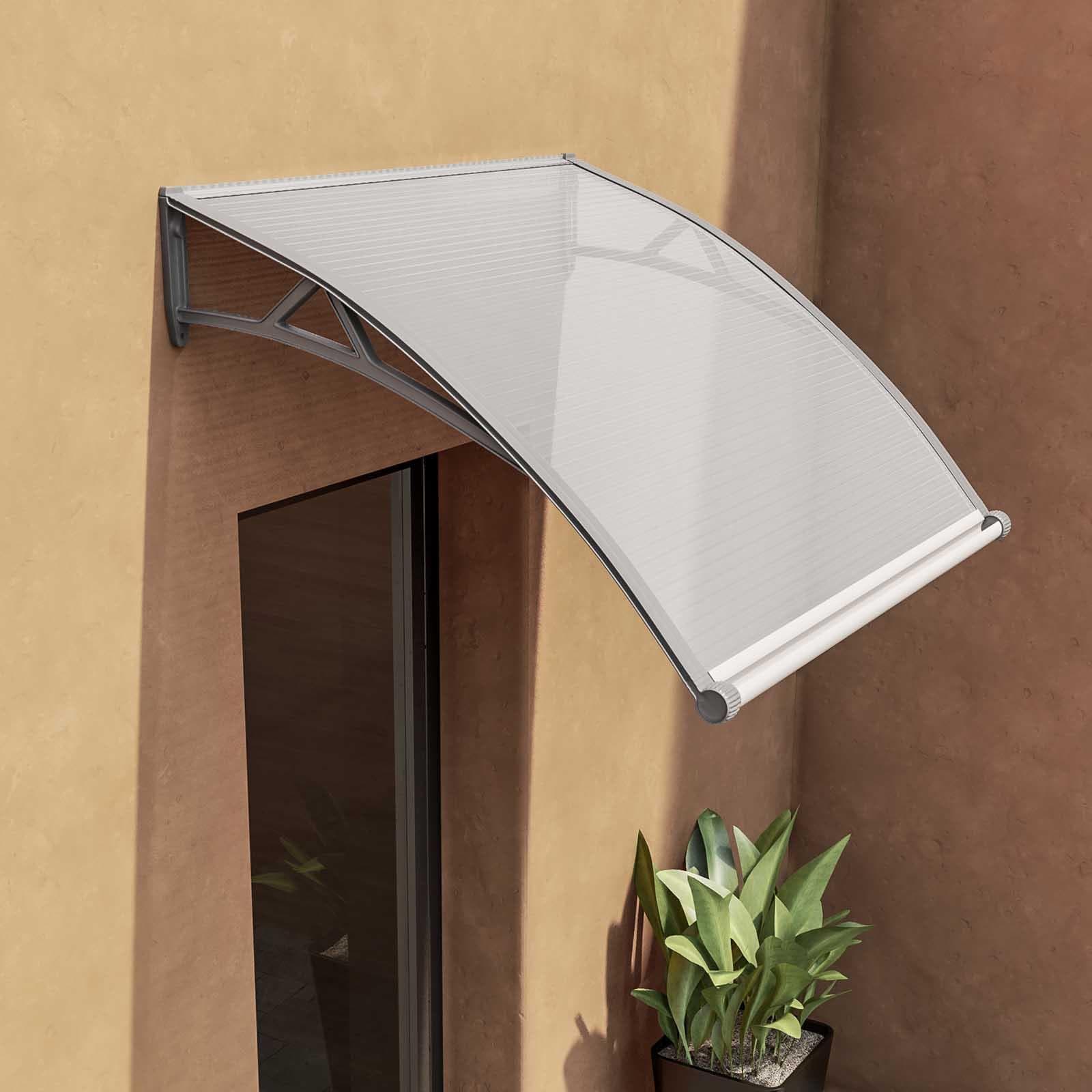 Pensilina 140x90 cm struttura grigia copertura satinata con gocciolatoio - Sirocco