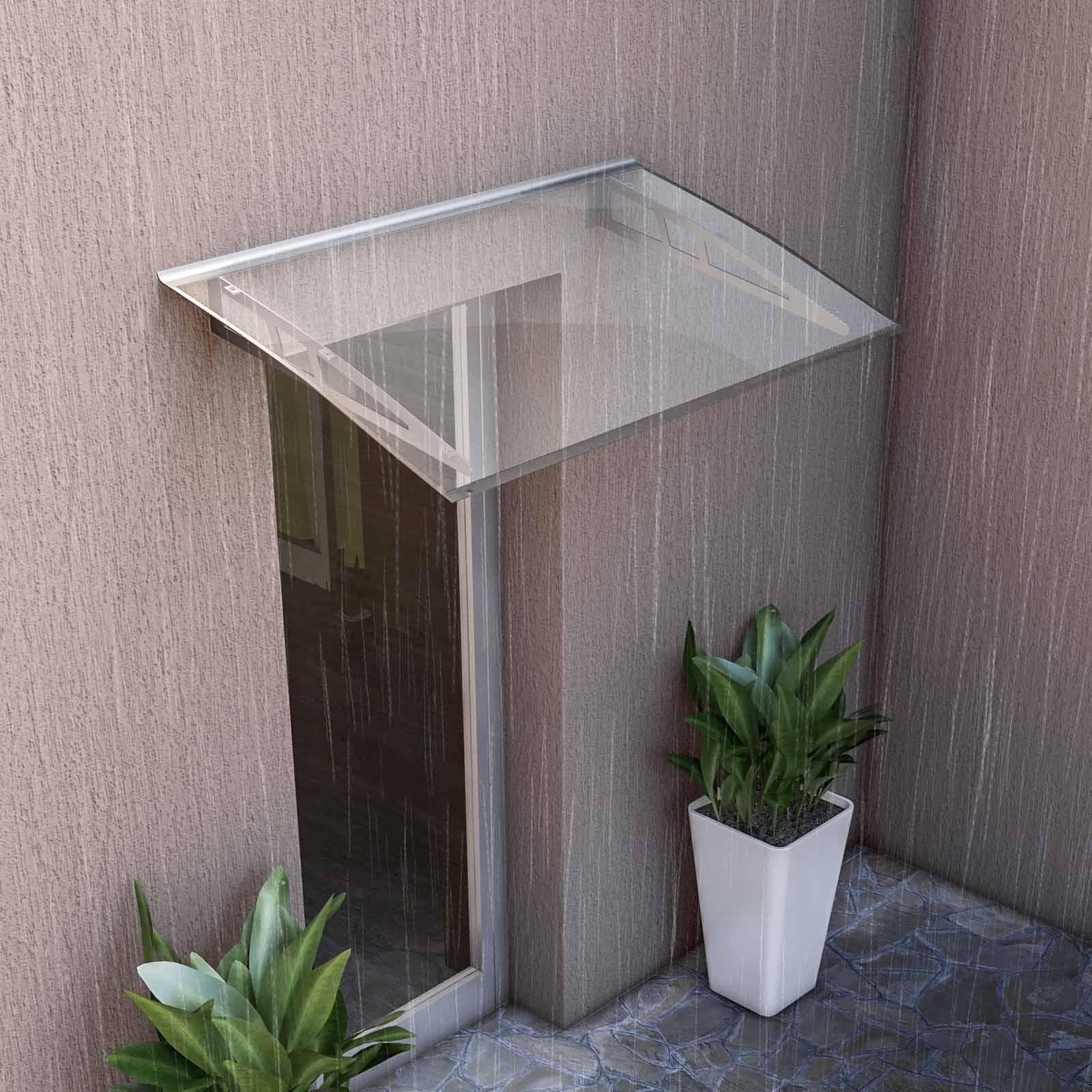 Pensilina 140x90 cm struttura grigia copertura trasparente