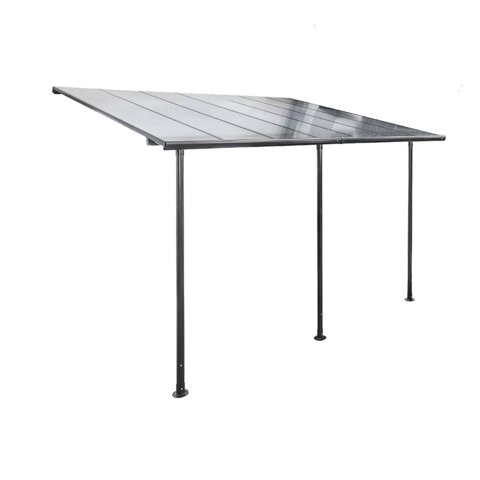 Pergola a muro 4x3 m in alluminio grafite e tetto in policarbonato - Shine