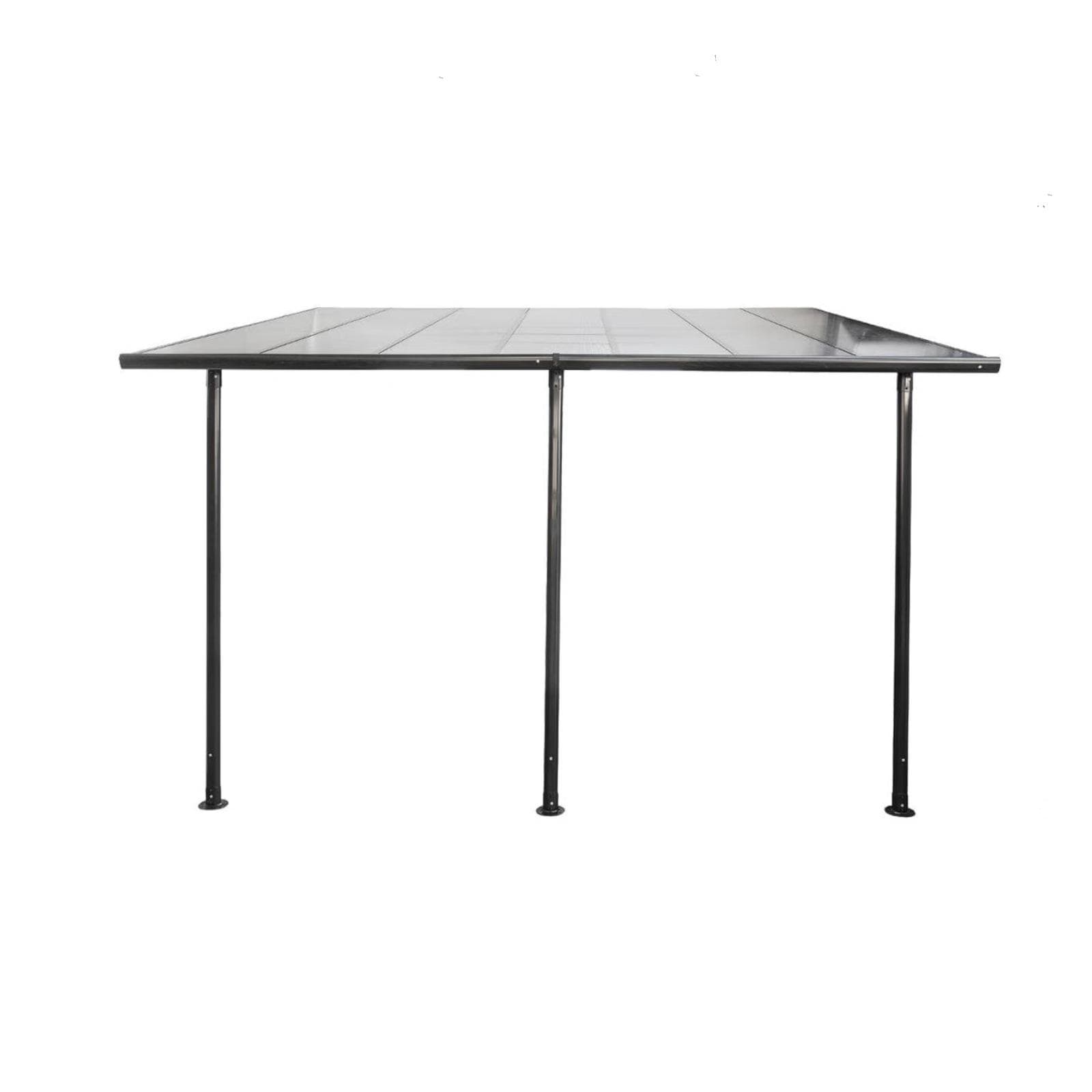 Pergola a muro 4x3 m in alluminio grafite e tetto in policarbonato - Shine