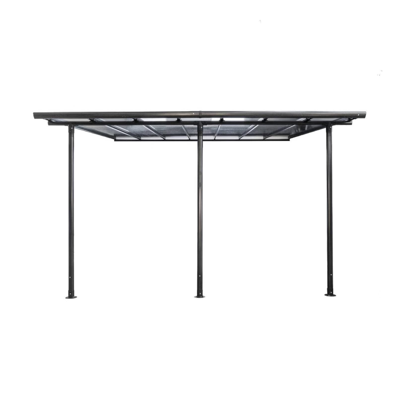 Pergola a muro 4x3 m in alluminio grafite e tetto in policarbonato - Shine