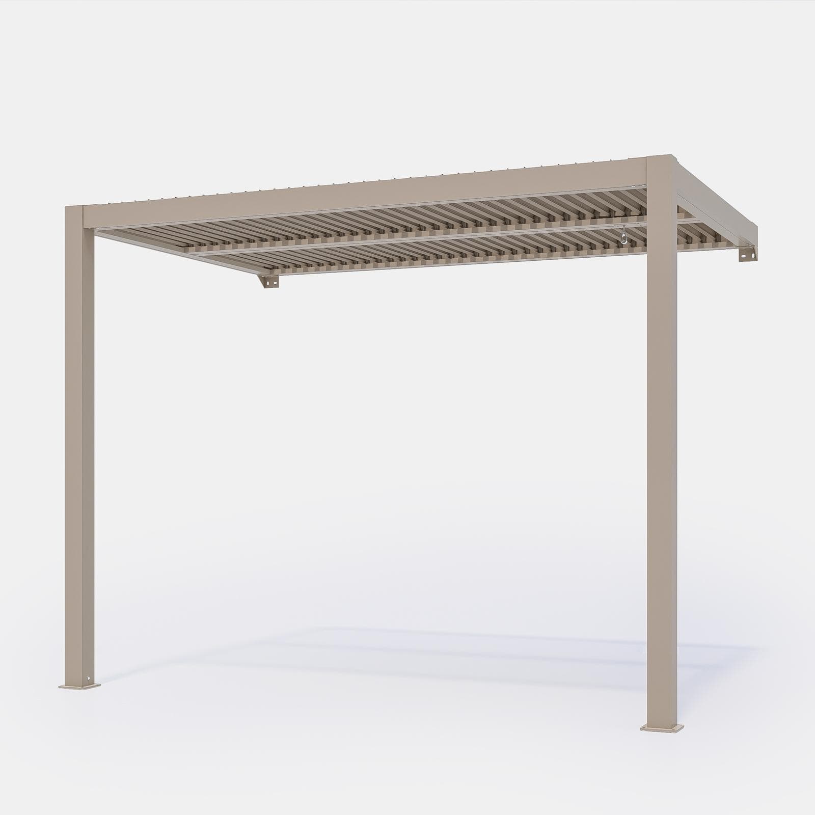 Pergola con tetto a lamelle 3x3 m in alluminio tortora - Enea