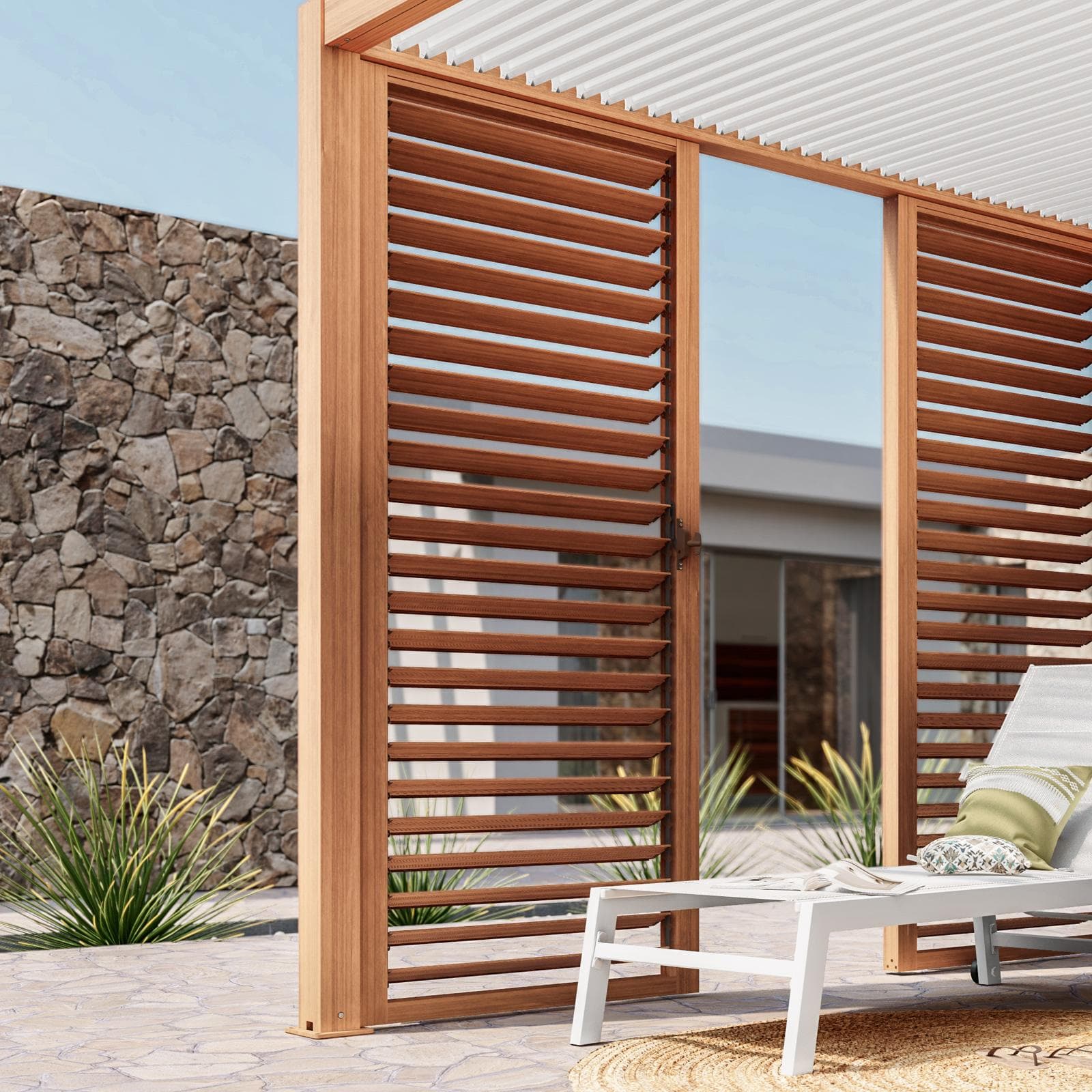 Persiana laterale 1 m per gazebo bioclimatico effetto legno