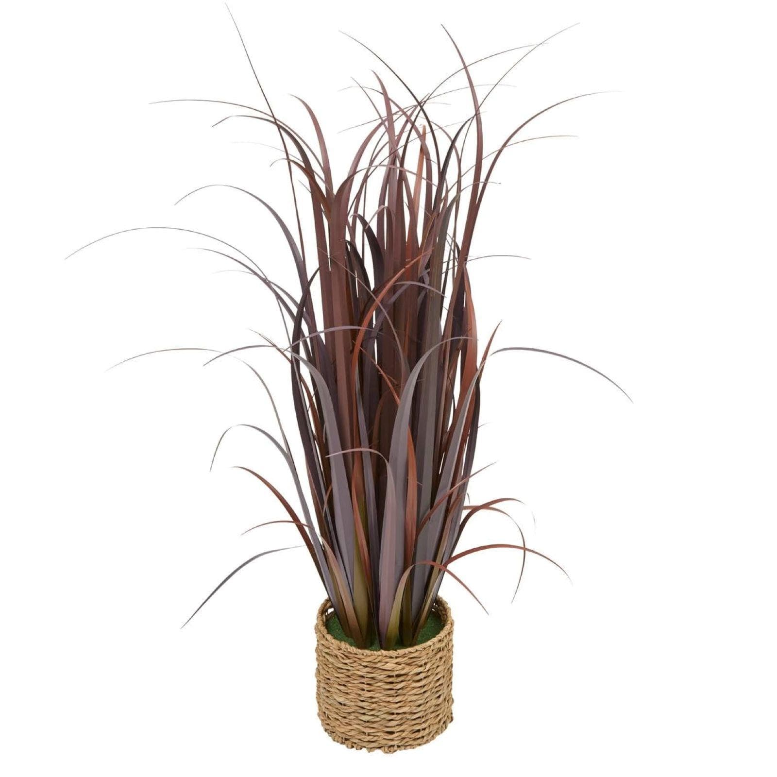 Pianta artificiale 120h cm bordeaux in vaso intrecciato naturale