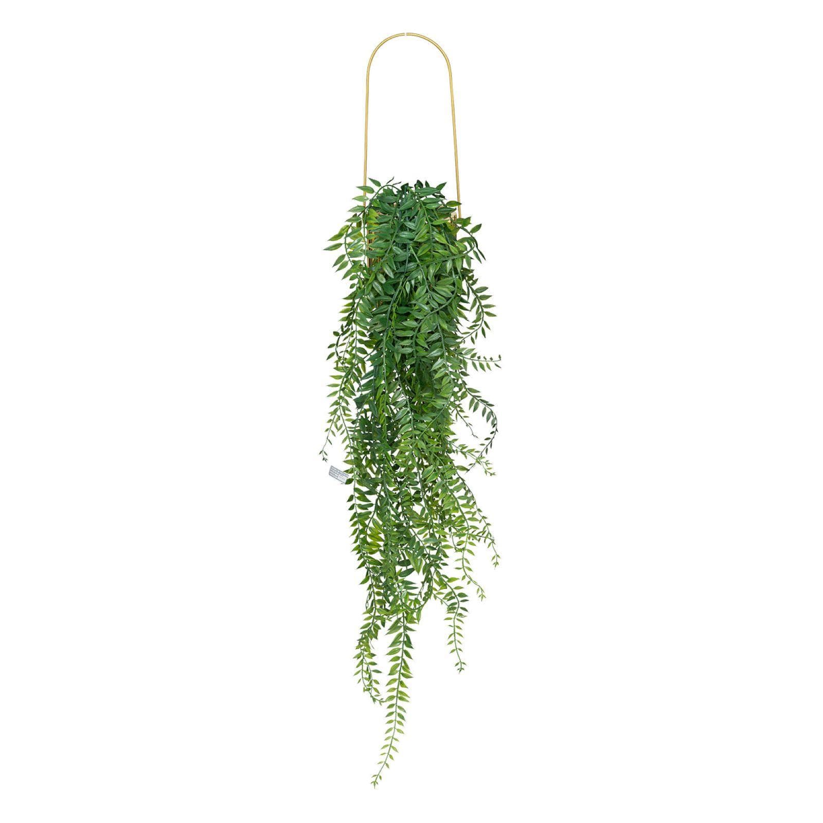 Pianta artificiale pendenre 82h cm con vaso in ceramica oro